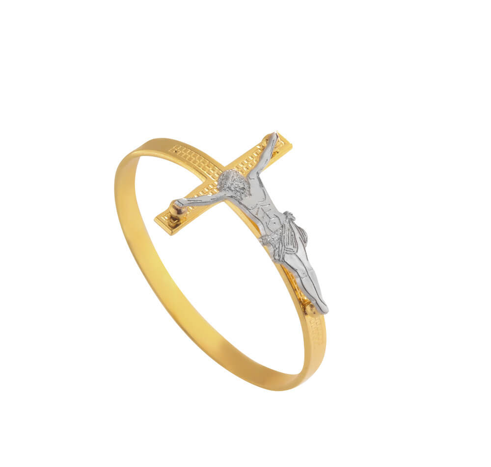 Anel Cruz Com Cristo Aplique Ouro 18k