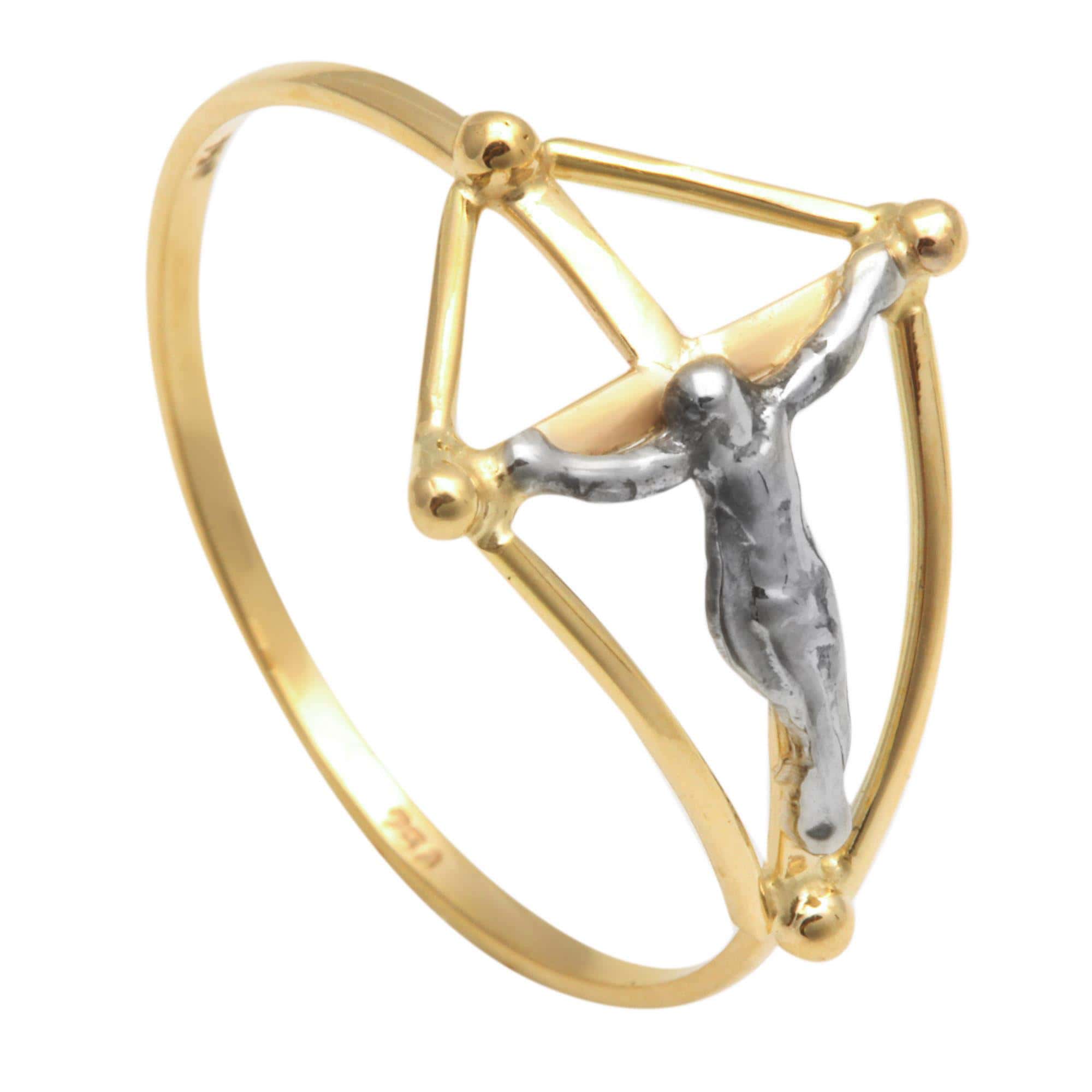 Anel Jesus na Cruz Ouro 18k