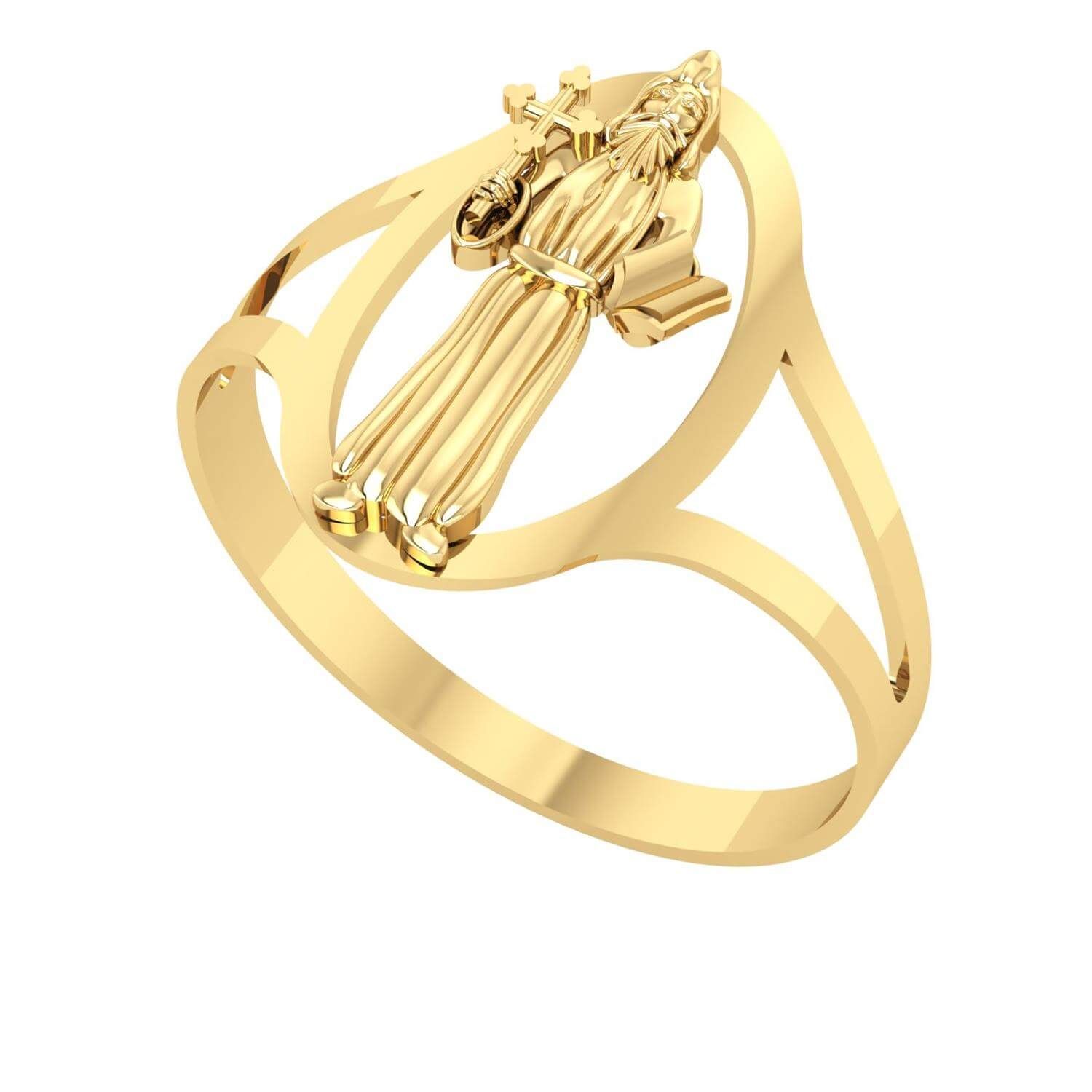 Anel Oval São Bento Ouro 18k