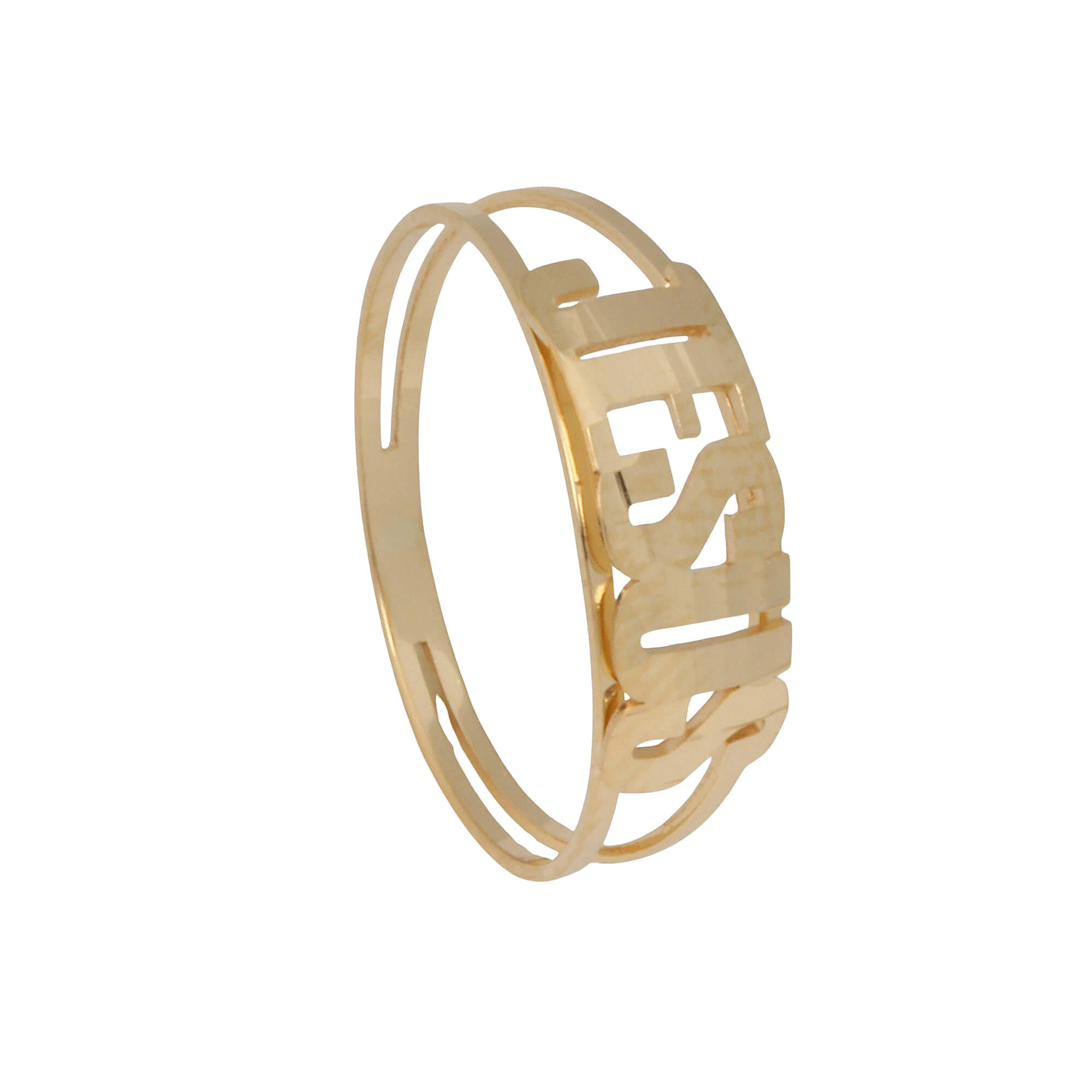 Anel Jesus Aplicado Bordado Ouro 18k 
