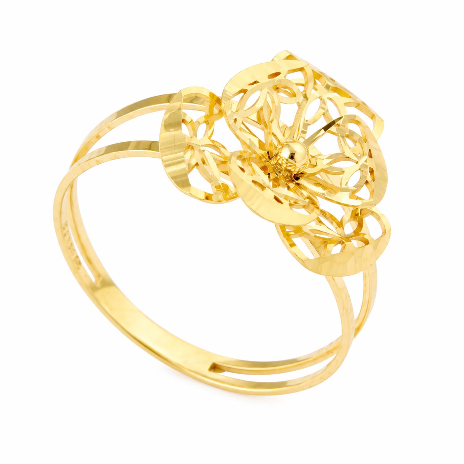 Anel Flor Vazado Navete 3 Pétalas Ouro 18K