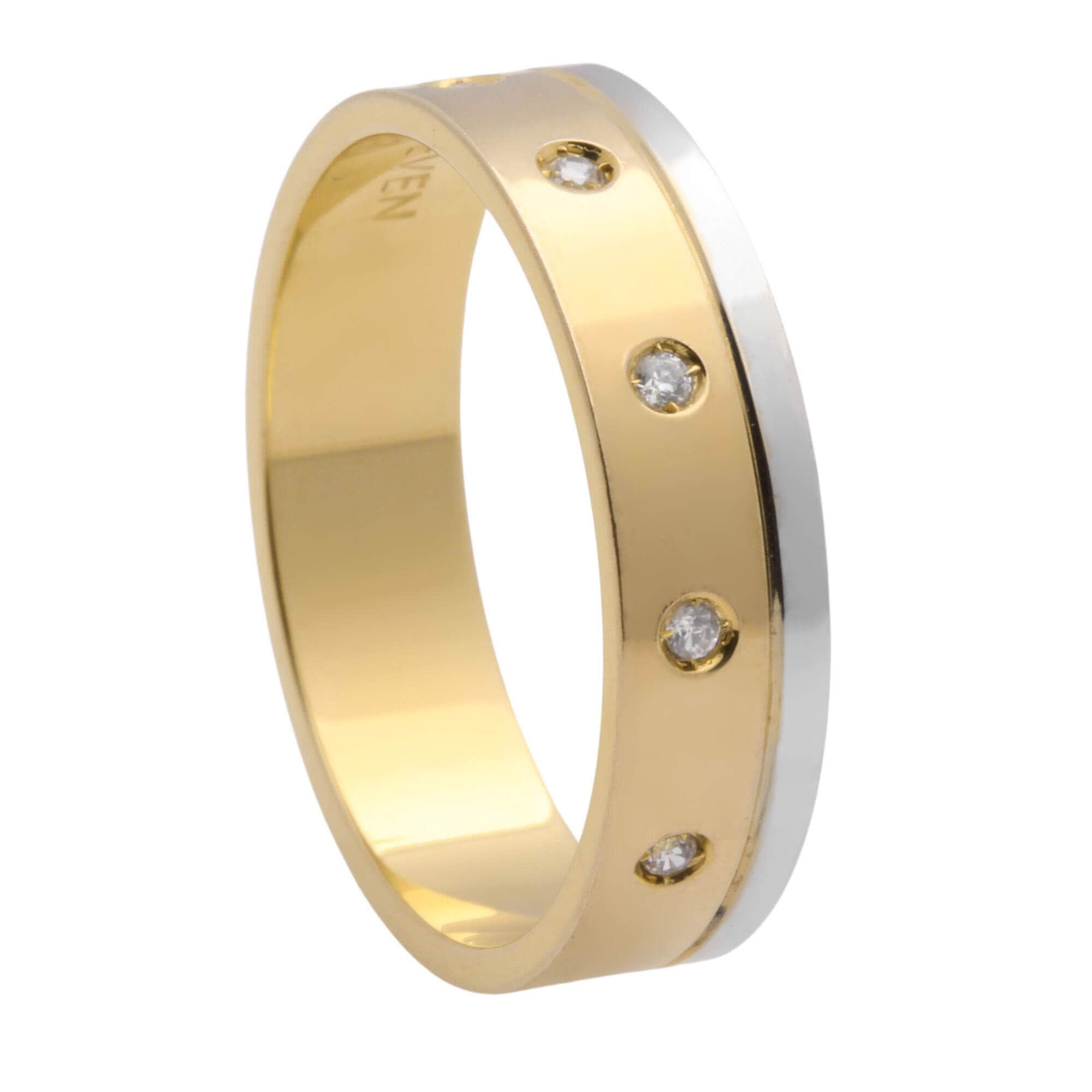 Aliança Reta Bicolor com Zircônia Ouro 18k