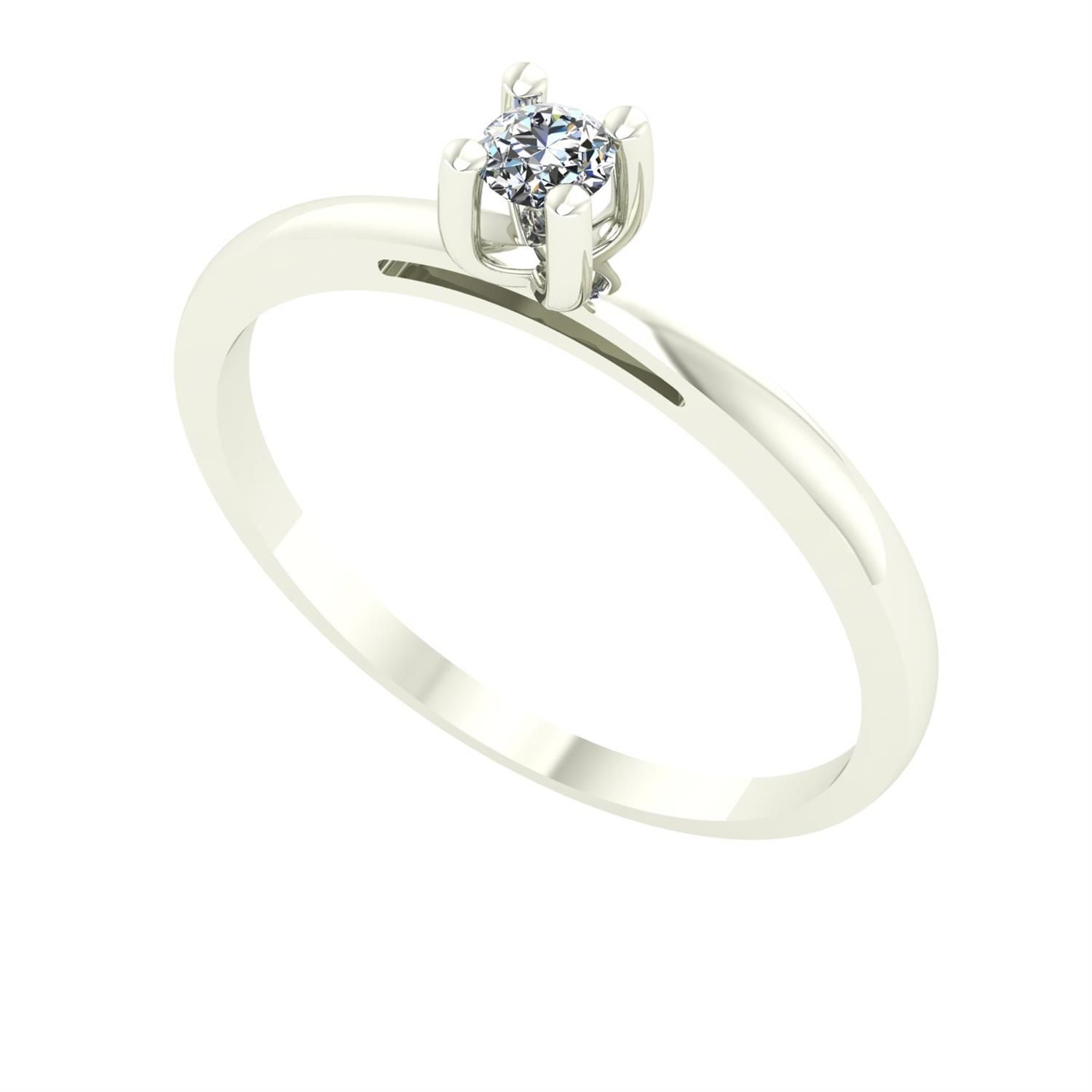 Anel Solitário 4 garras com Diamante Natural Ouro Branco 18k