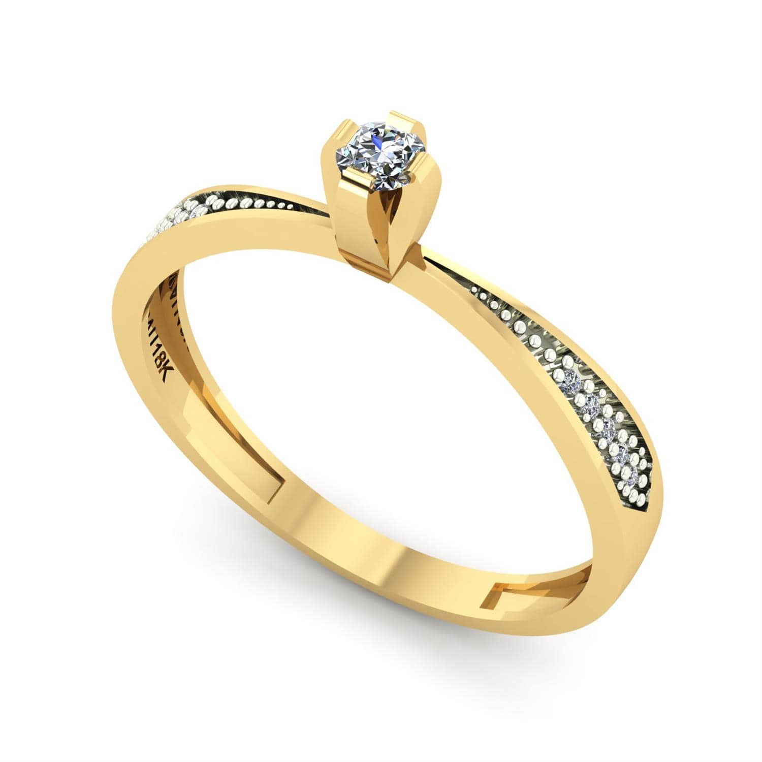 Anel Solitário com Zircônia e Ródio Ouro 18k