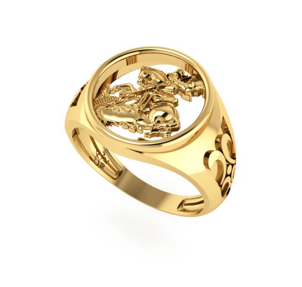 Anel São Jorge Vazado Ouro 18k