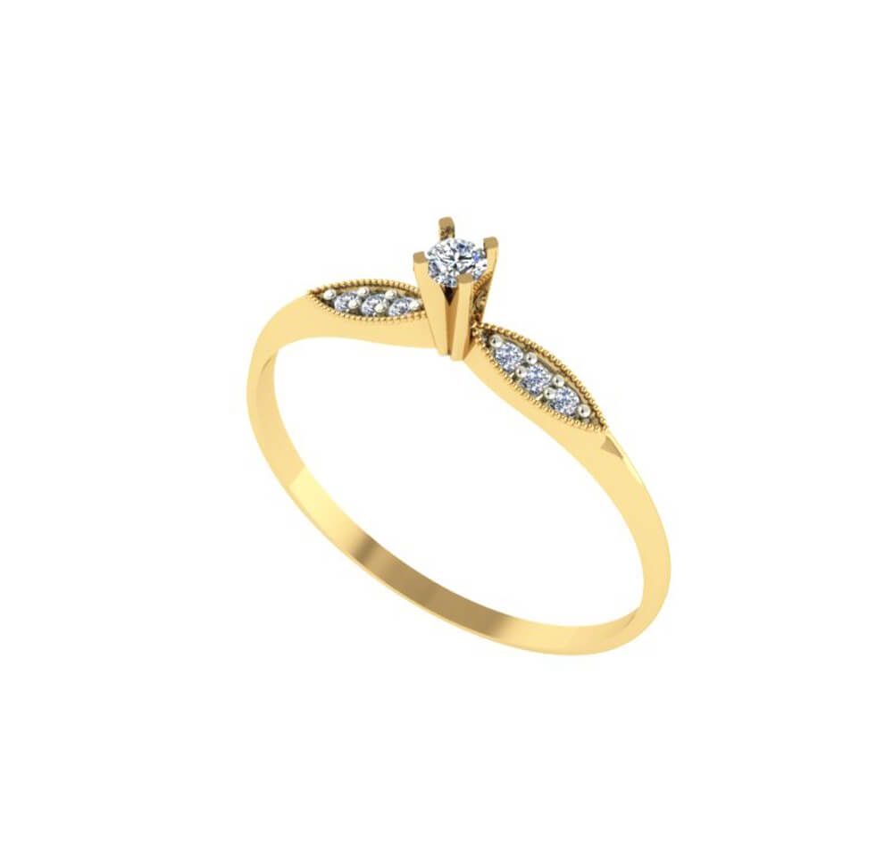 Anel Solitário com Zircônia Fininho Ouro 18k