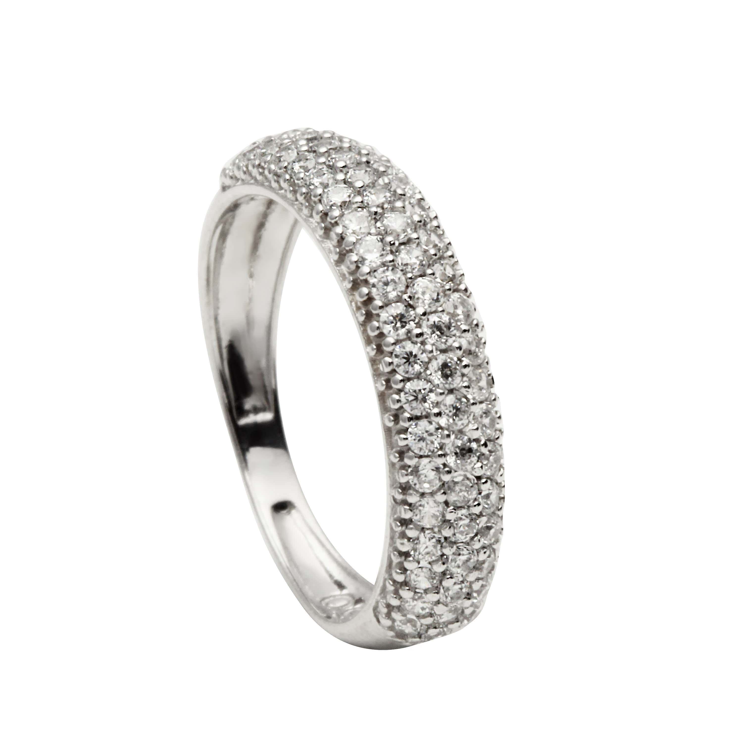 Anel Cravejado com Zircônias Ouro Branco 18k