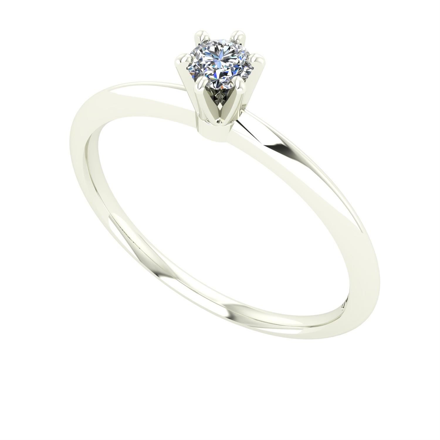 Anel Solitário com Diamante Natural 3mm Ouro Branco 18k