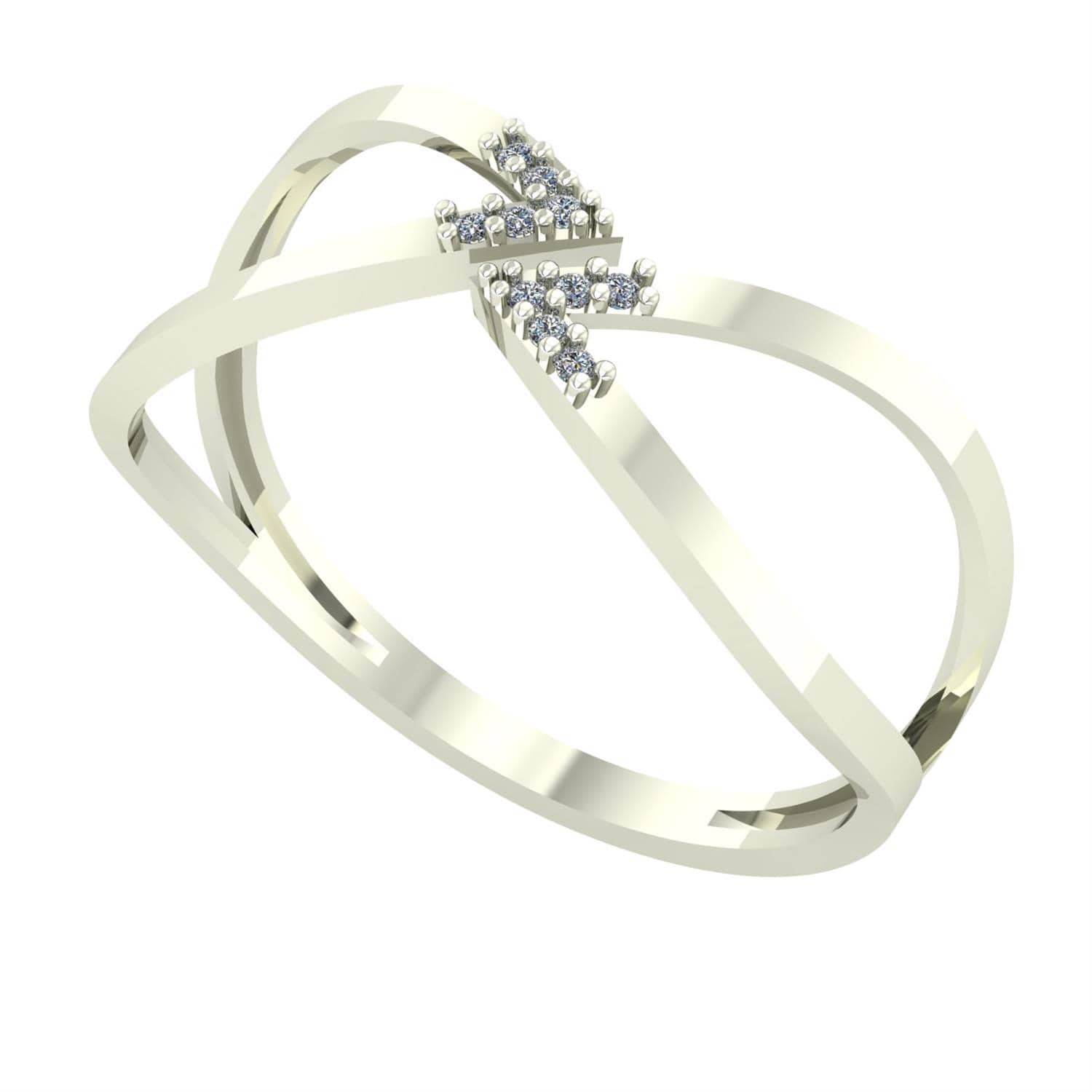 Anel Tipo Navete com Diamante Ouro Branco 18k