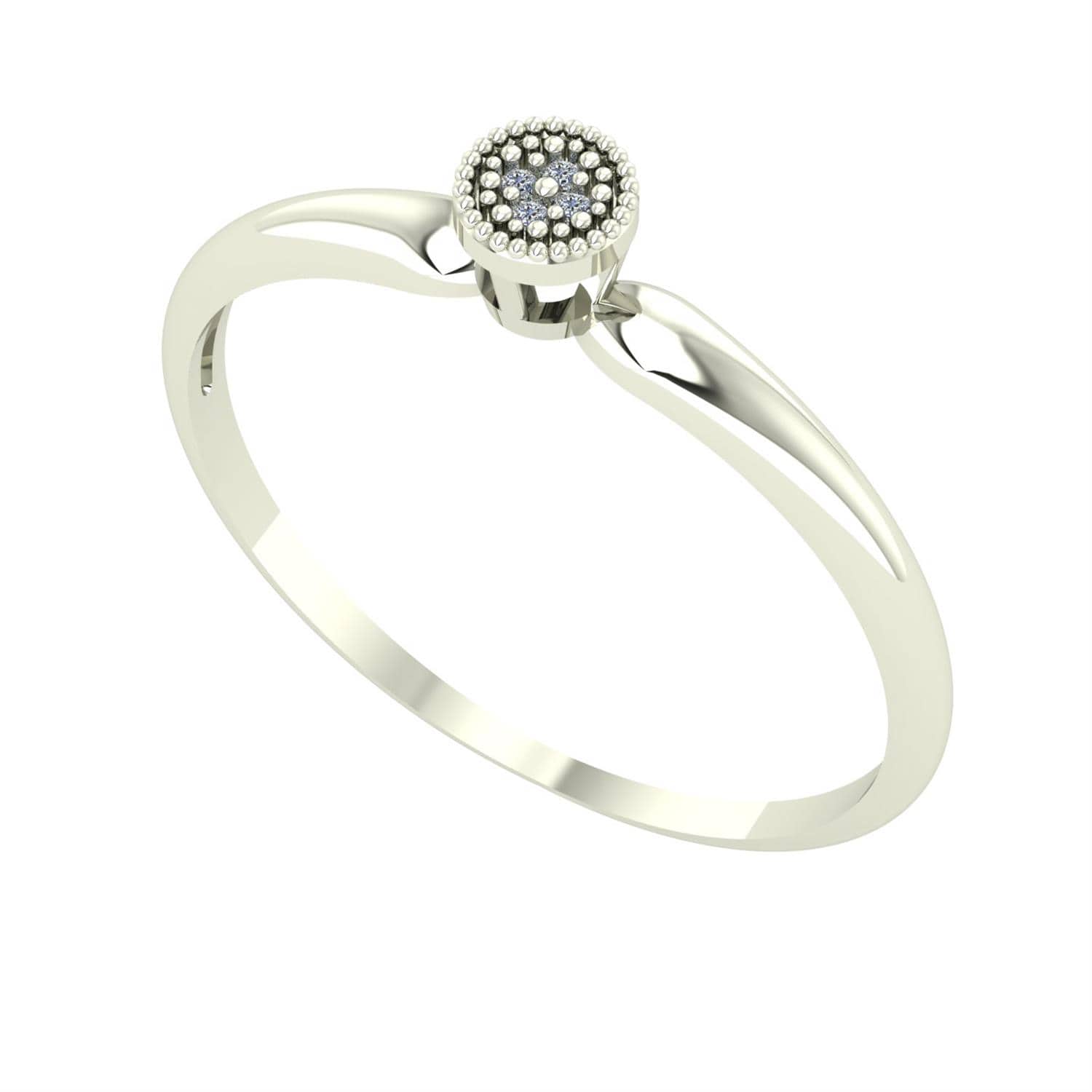 Anel Chuveiro Redondo com Diamante Ouro Branco 18k