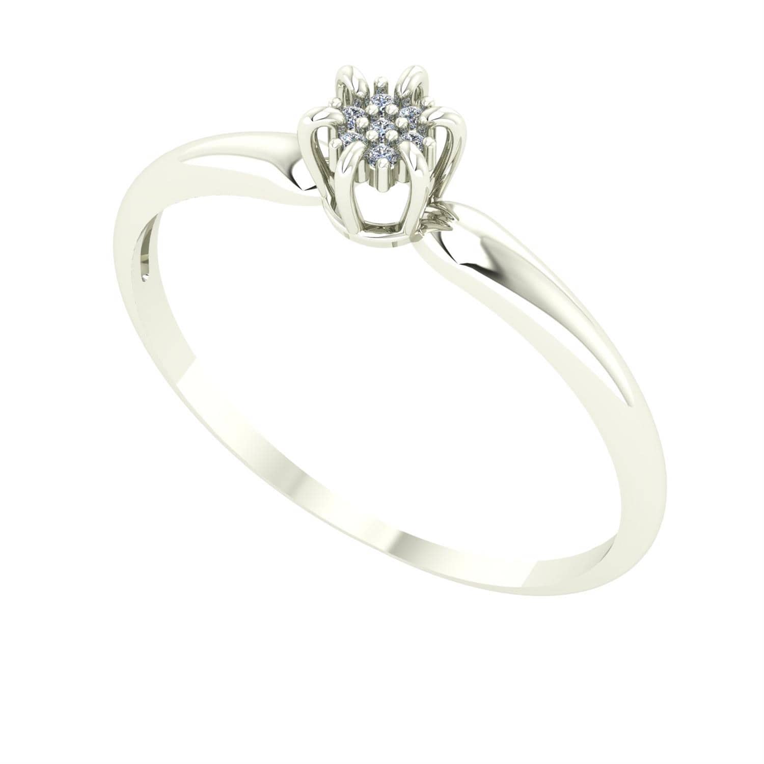 Anel Chuveiro Coroa com Diamante Ouro Branco 18k
