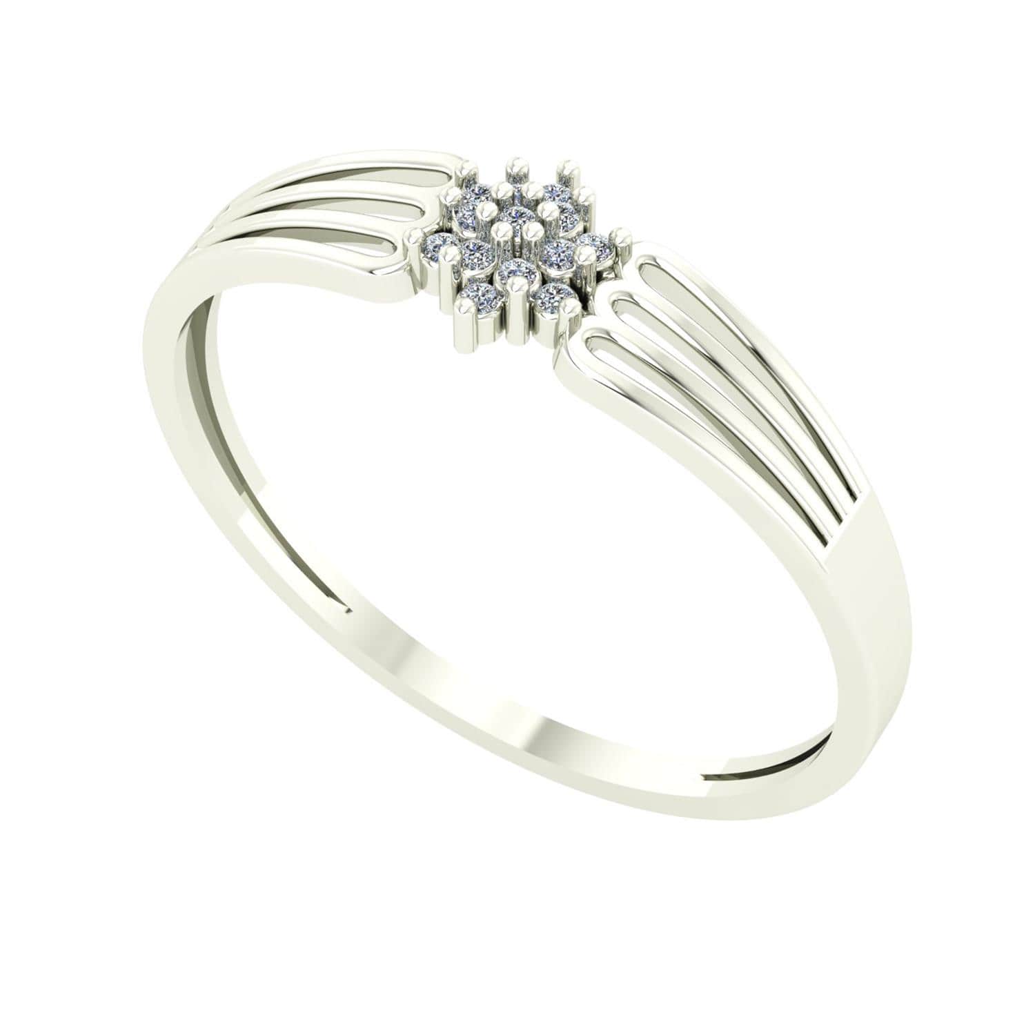 Anel Pave Flor com Diamante Ouro Branco 18k