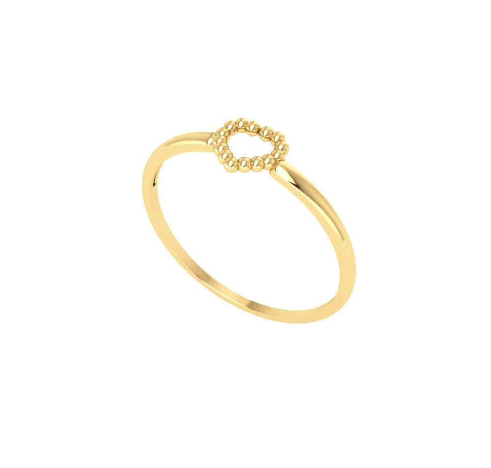 Anel Coração de Bolinha Ouro 18k