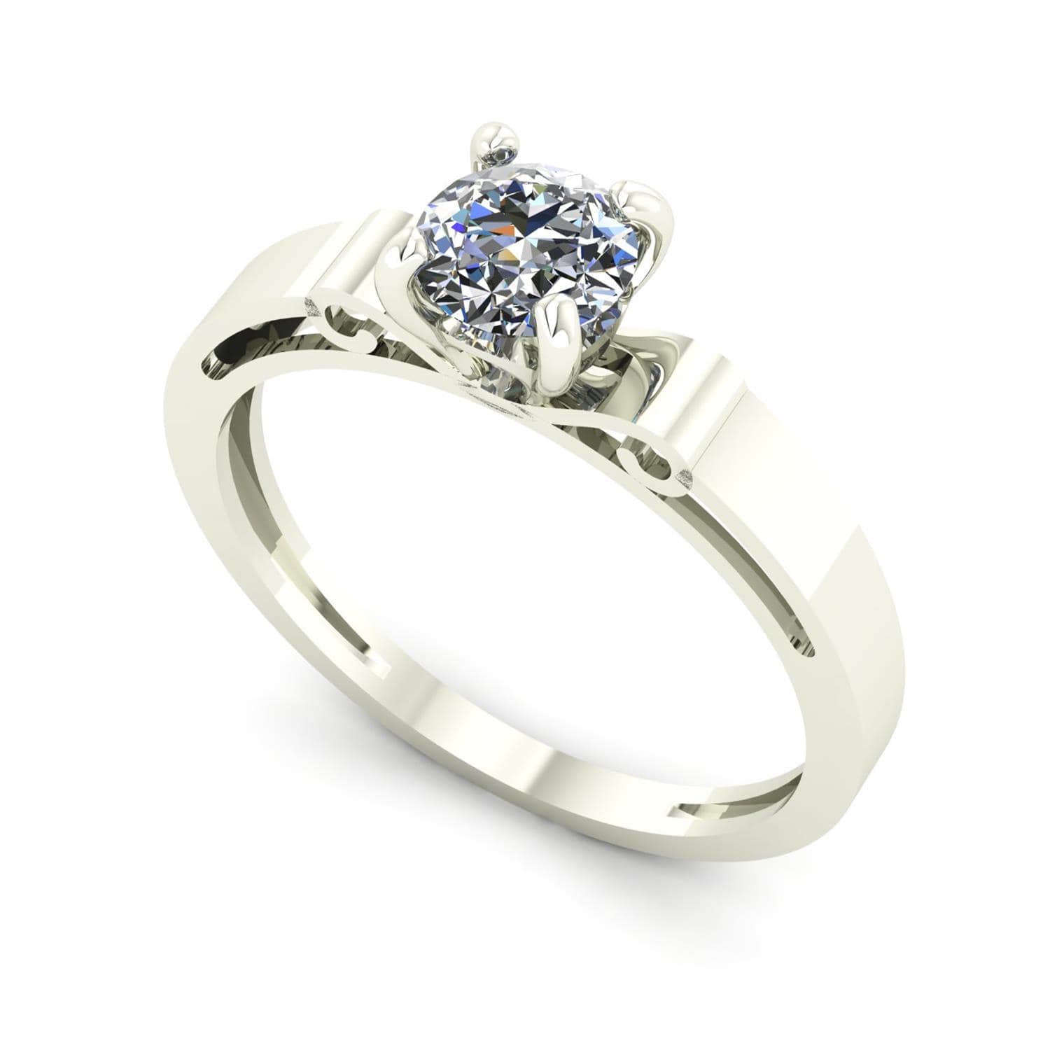 Anel Solitário Princesa com Zircônia de 5.5mm Ouro Branco 18k