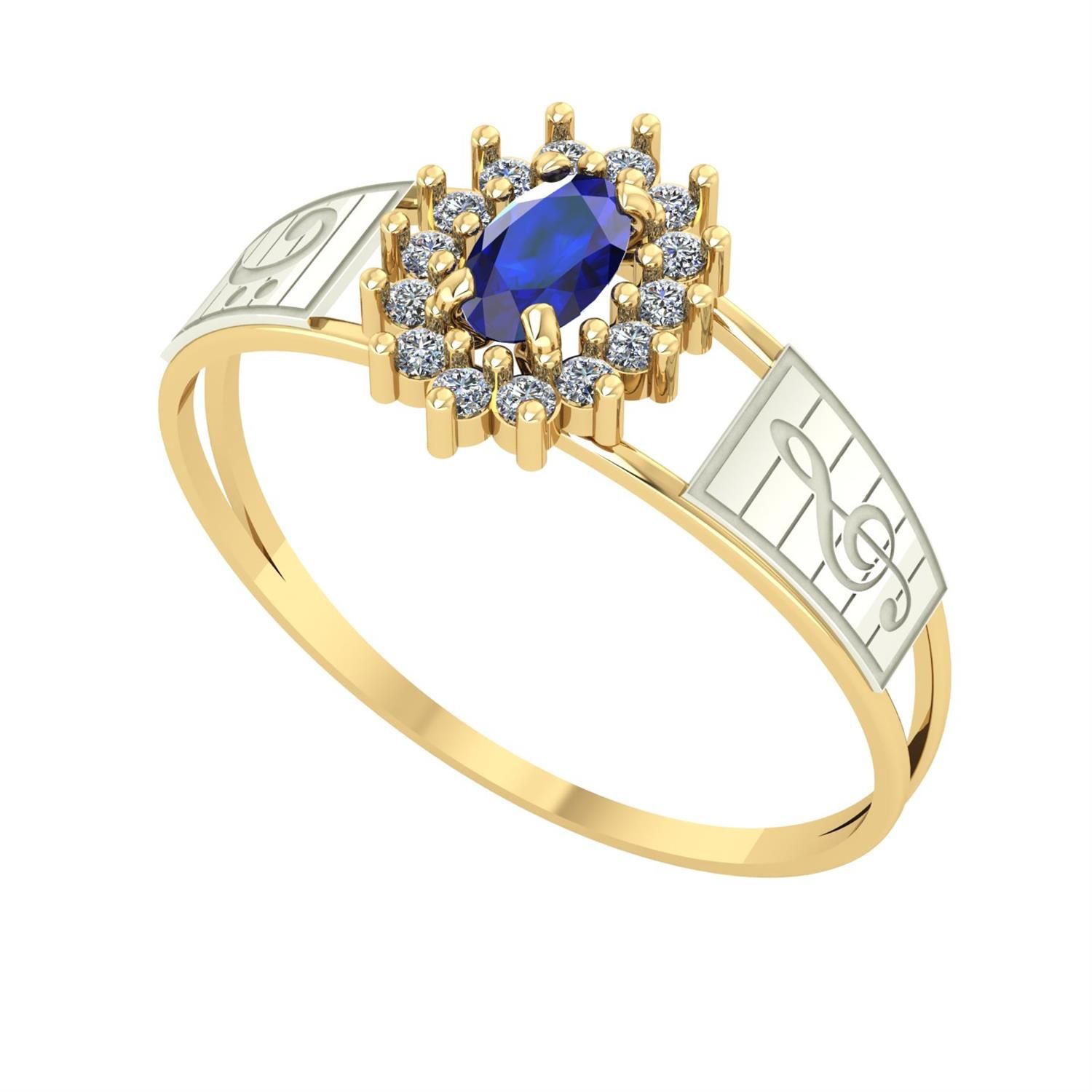 Anel Formatura Oval Grande Música Ouro 18k