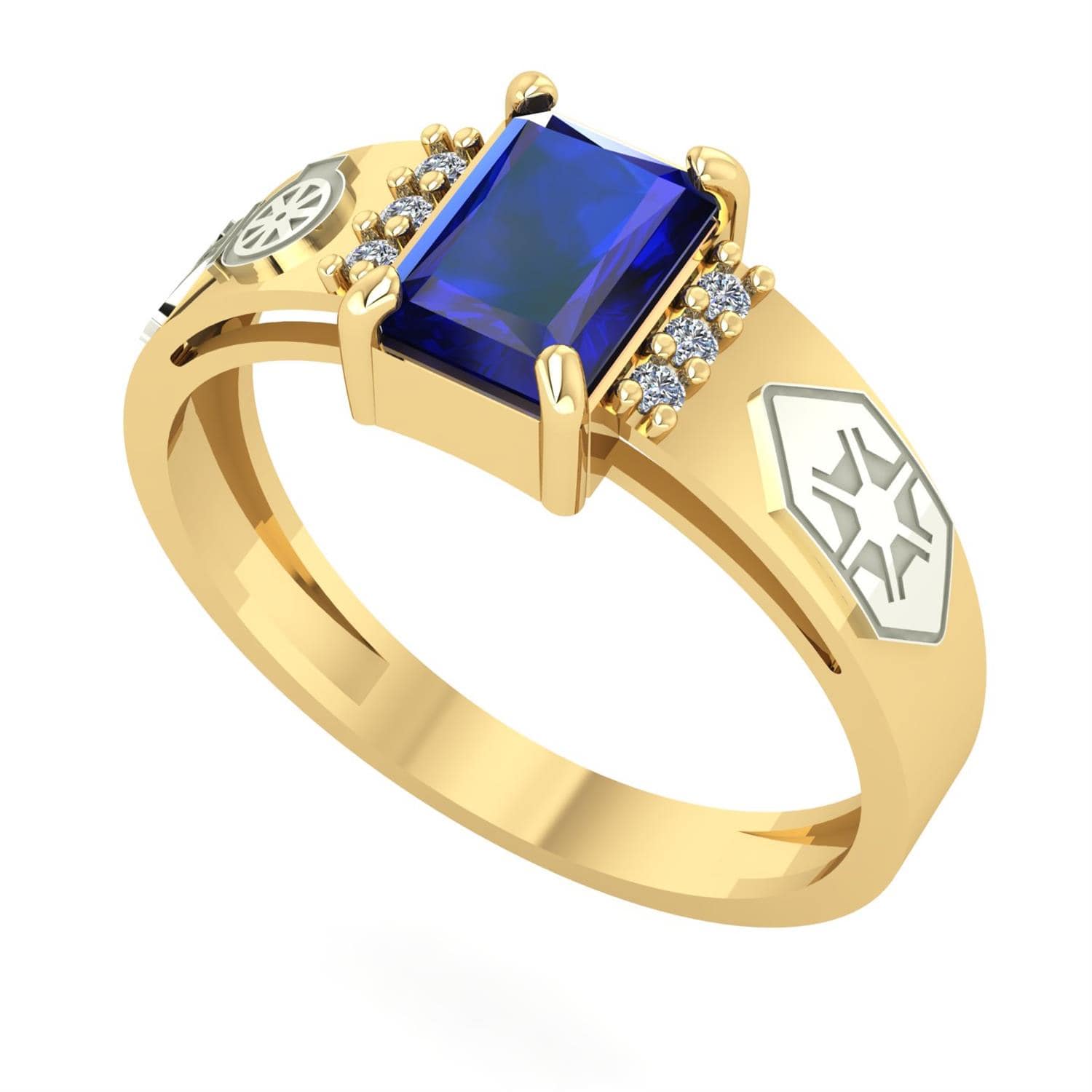 Anel Formatura Retangular Design de Interiores Ouro 18k