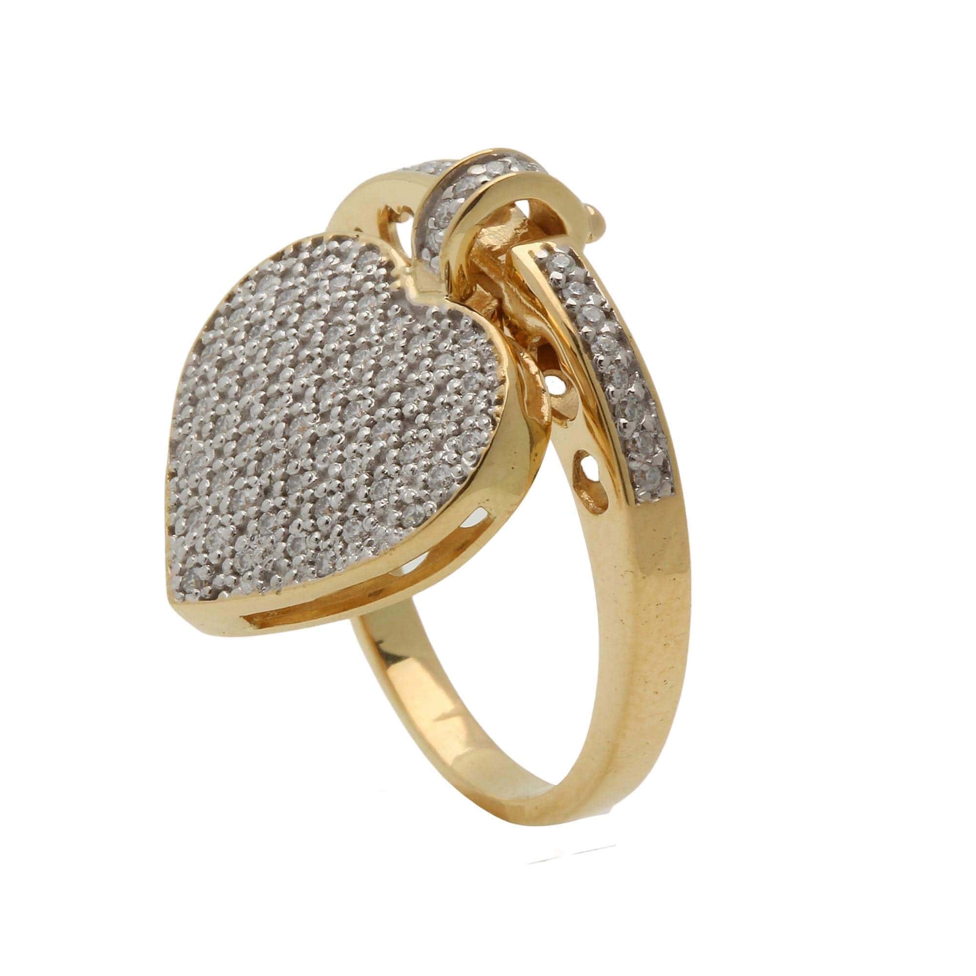 Anel Pingente de Coração e Moissanita Ouro 18k