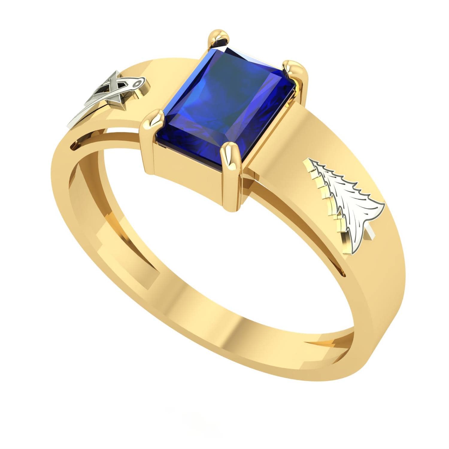 Anel Formatura Retangular 5x7mm Arquitetura Ouro 18k