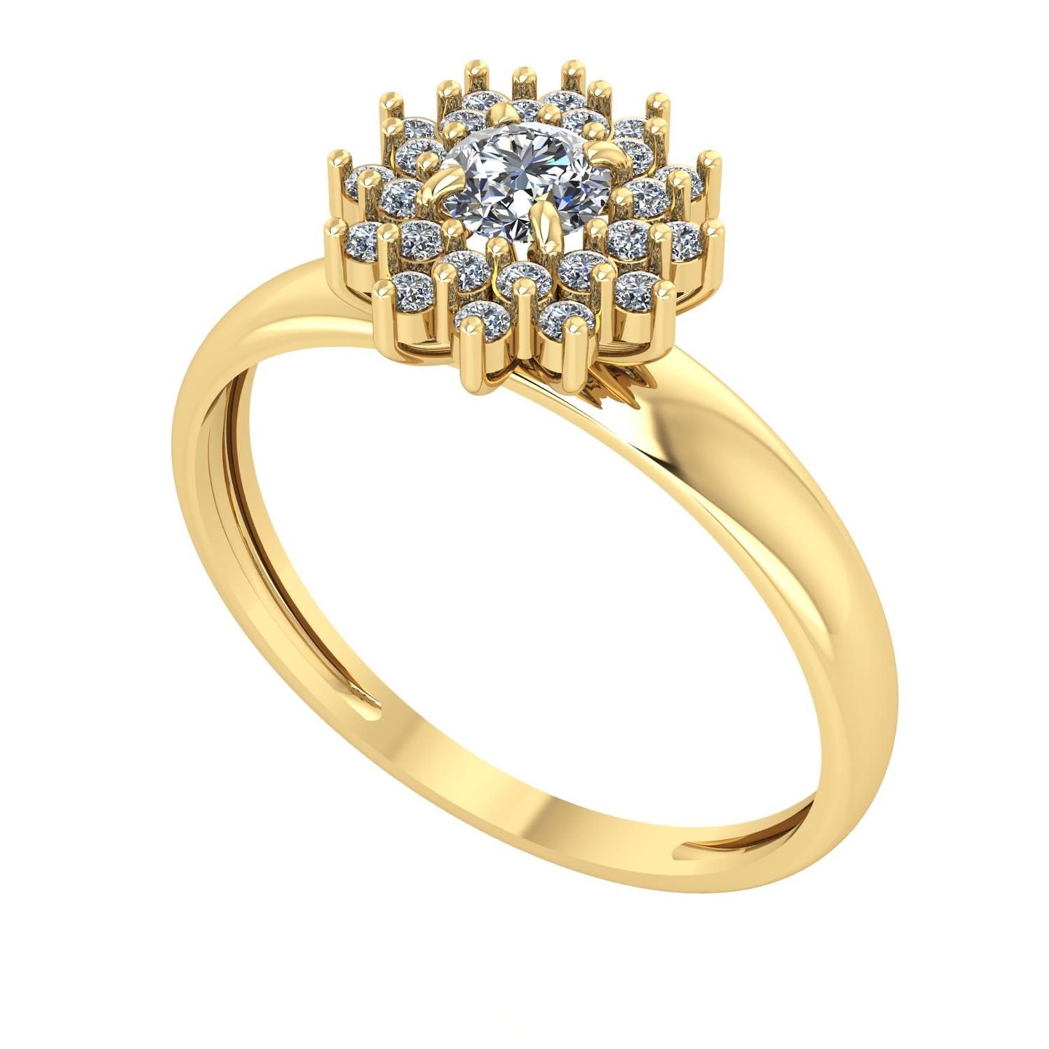 Anel Chuveiro Pedra Centro Ouro 18k