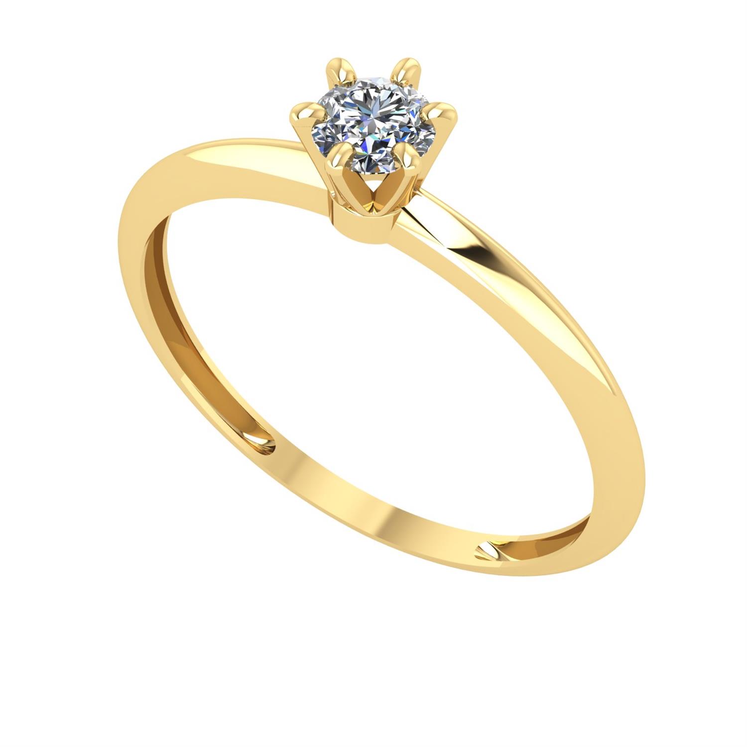 Anel Solitário Classico De 4mm Em Ouro 18k