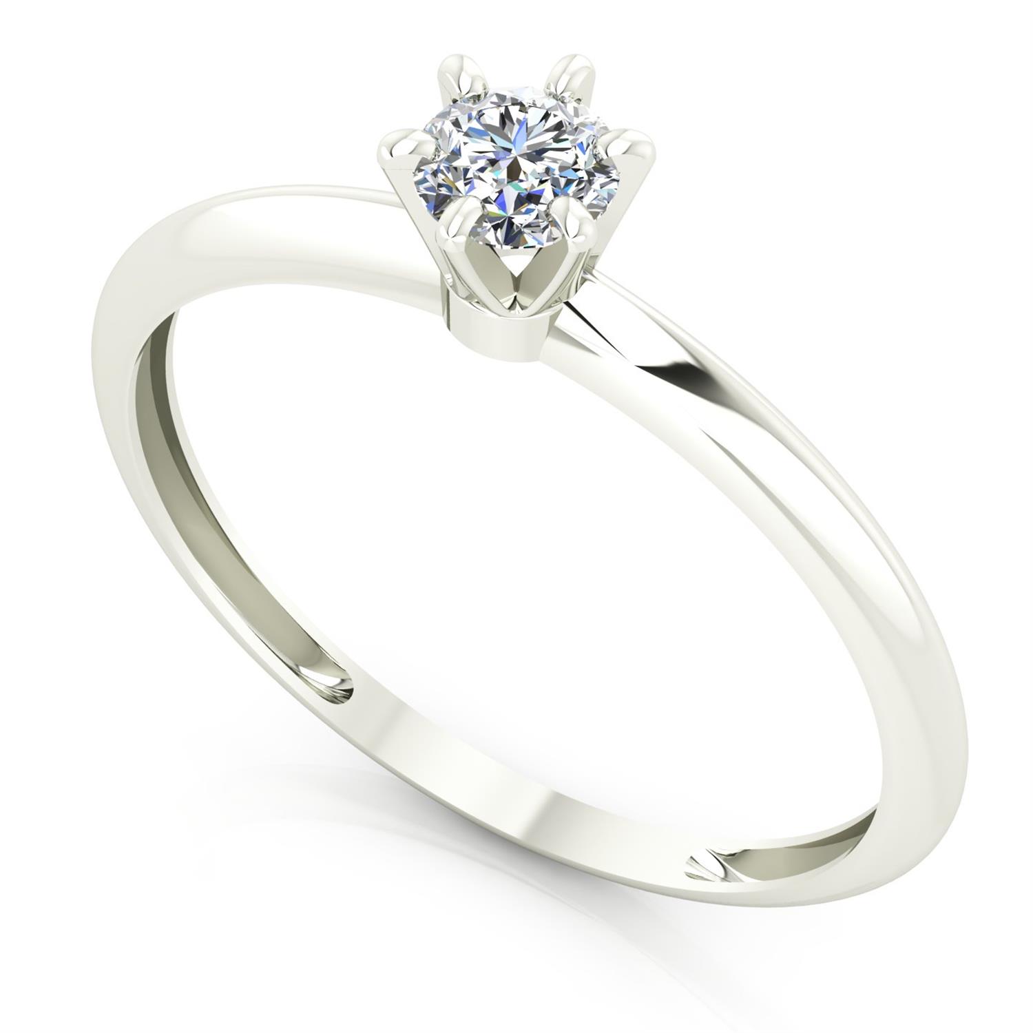 Anel Solitário Classico De 4mm Em Ouro Branco 18k