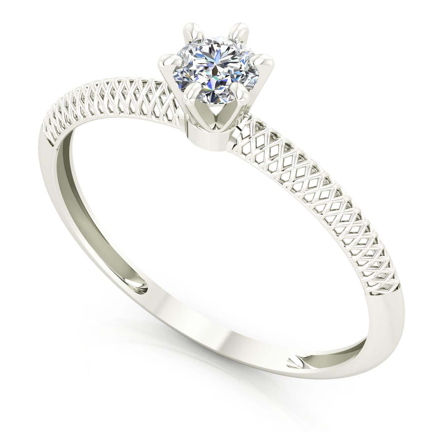 Anel Solitário Vazado Zircônia Ouro Branco 18k
