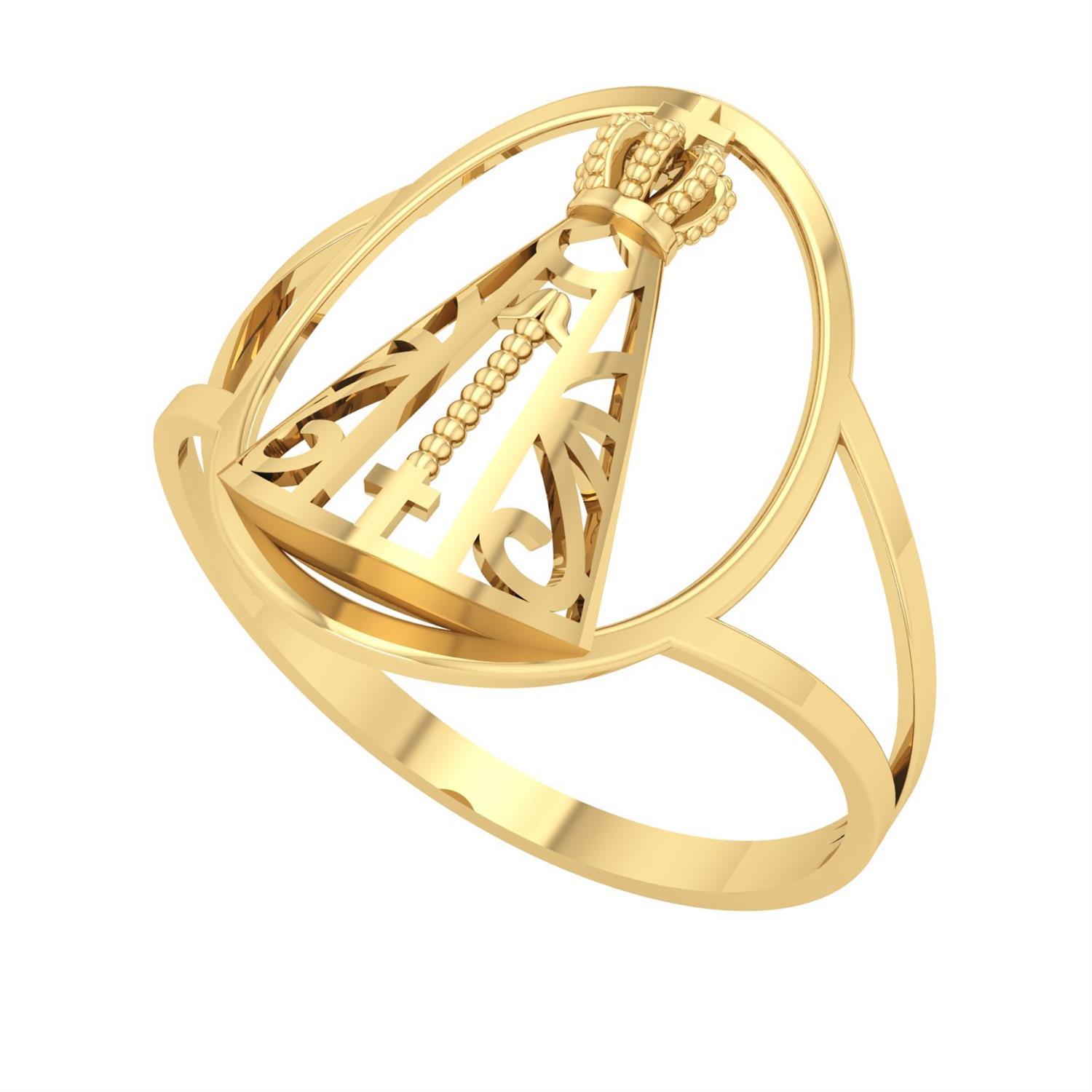 Anel Nossa Senhora Aparecida Vazado Ouro 18k