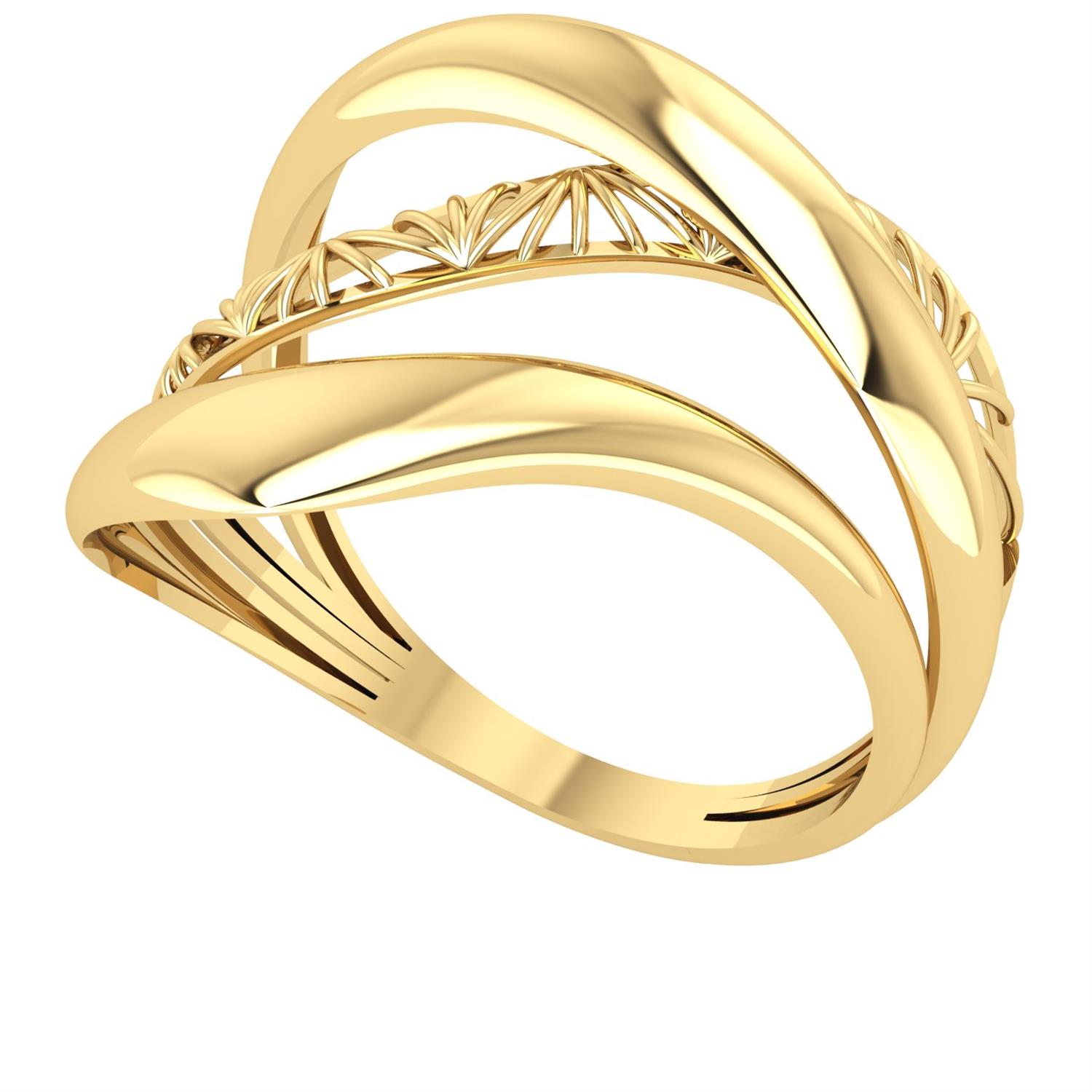 Anel 3 Aros Detalhe 1 Aro Vazado em Ouro 18k