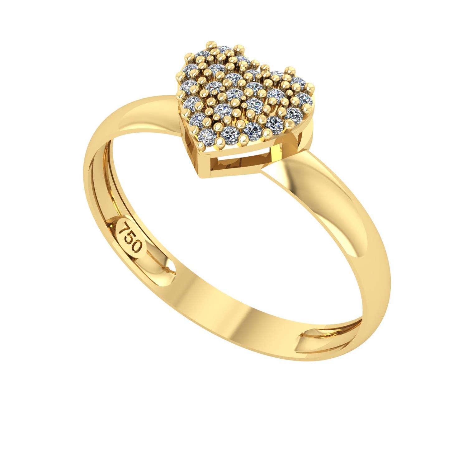 Anel Chuveiro com Zircônia Coração Ouro 18k