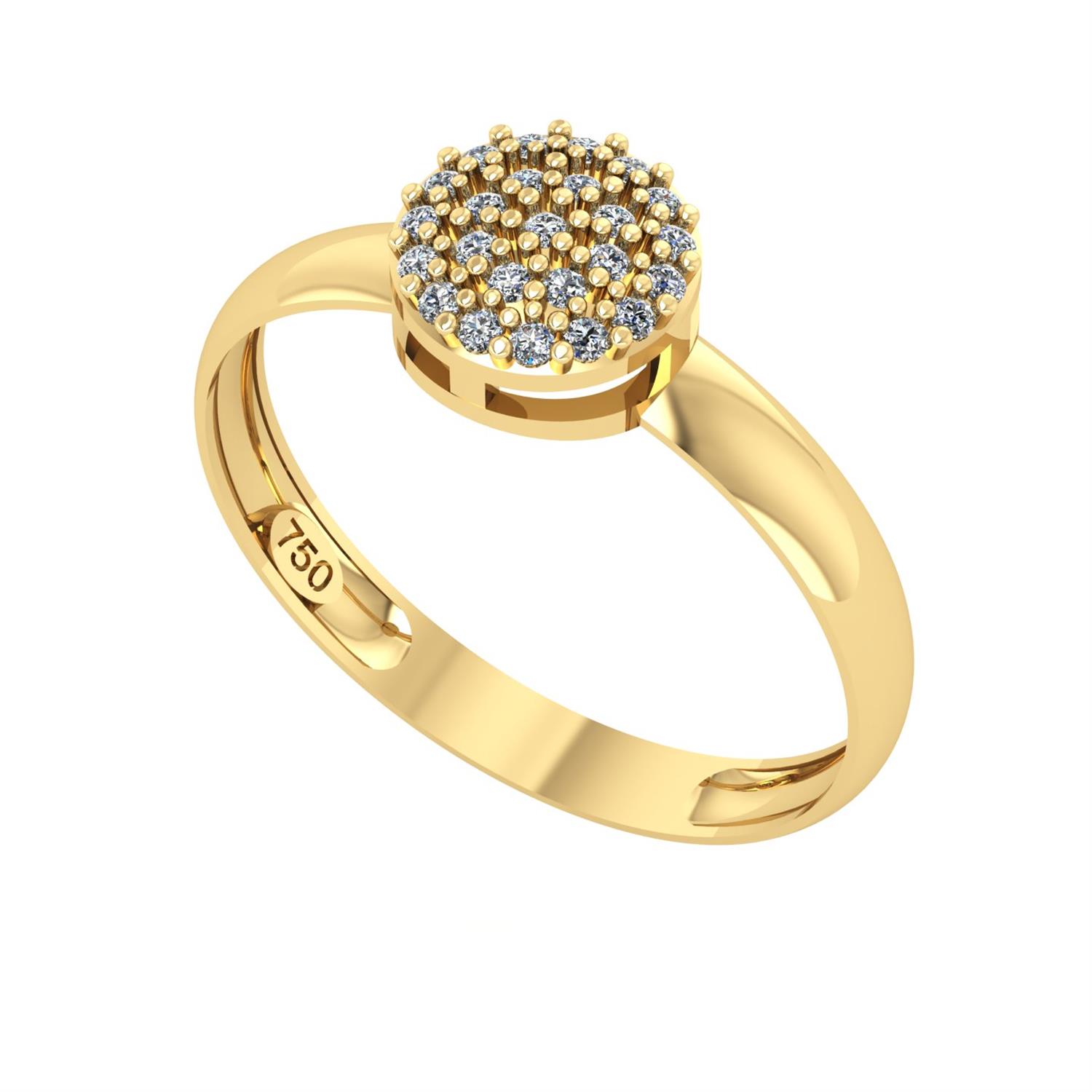 Anel Chuveiro com Zircônia Redondo Ouro 18k