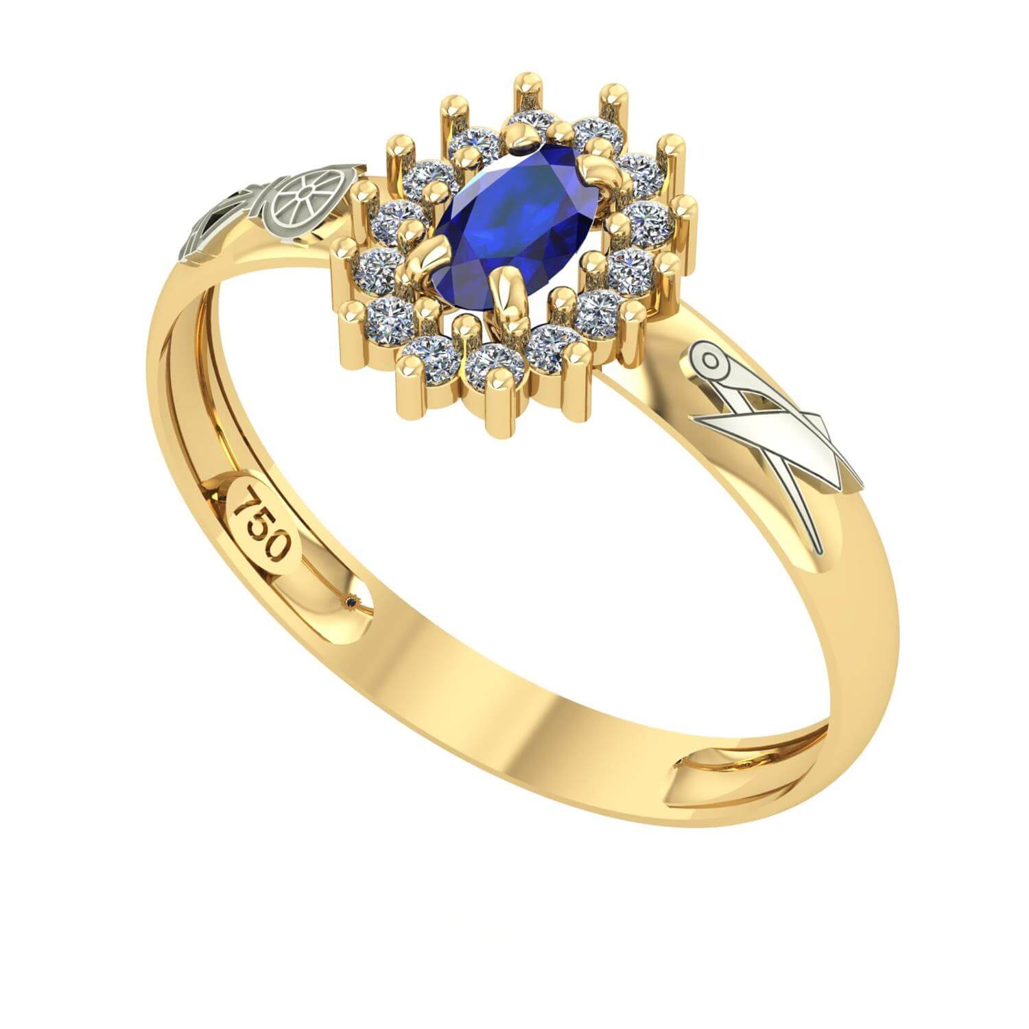 Anel Formatura Oval Aro Inteiro Engenharia Civil Ouro 18K