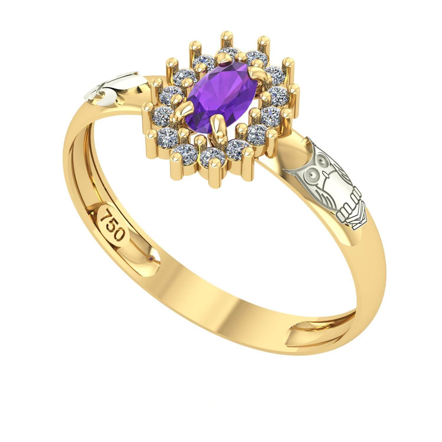 Anel de Formatura Oval Aro Inteiro Letras Ouro 18k