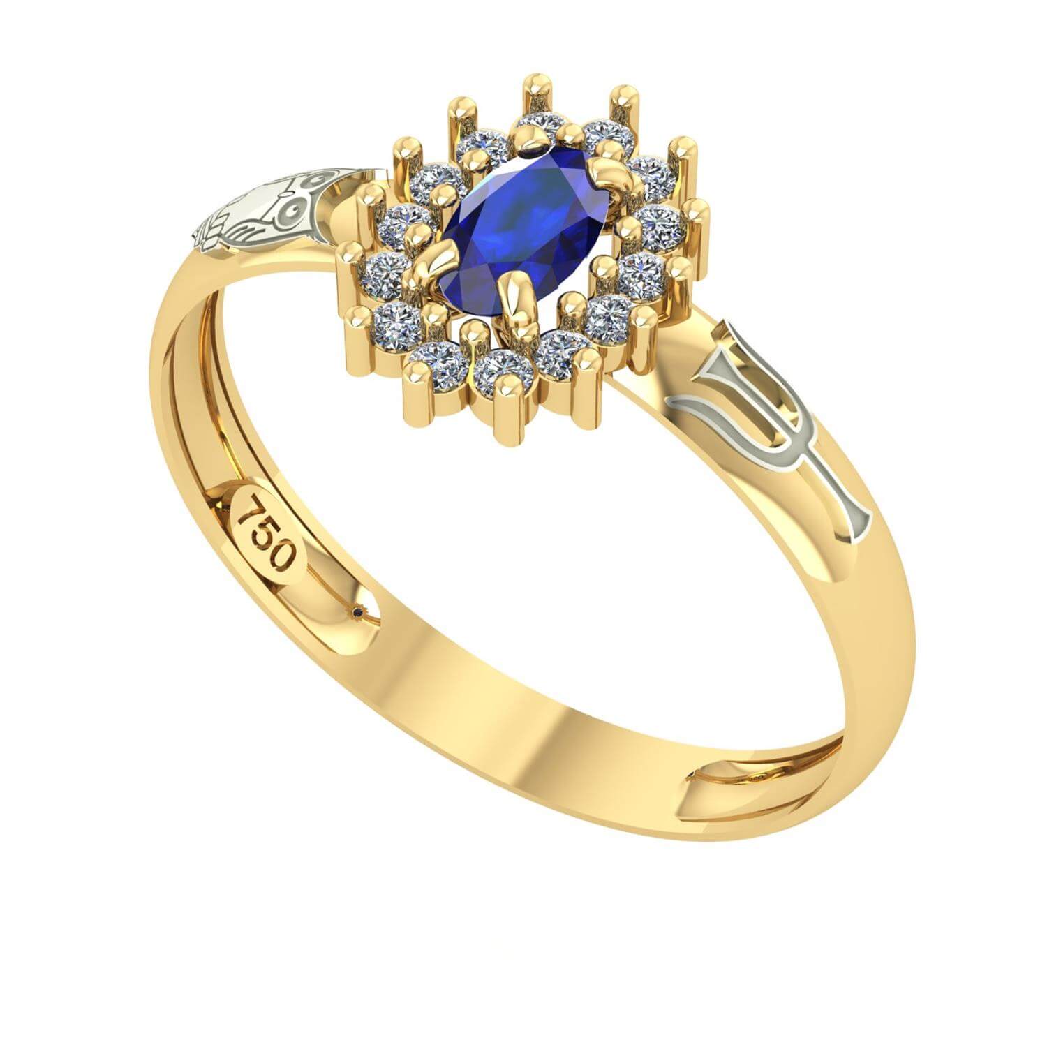 Anel de Formatura Oval Aro Inteiro Psicologia Ouro 18k