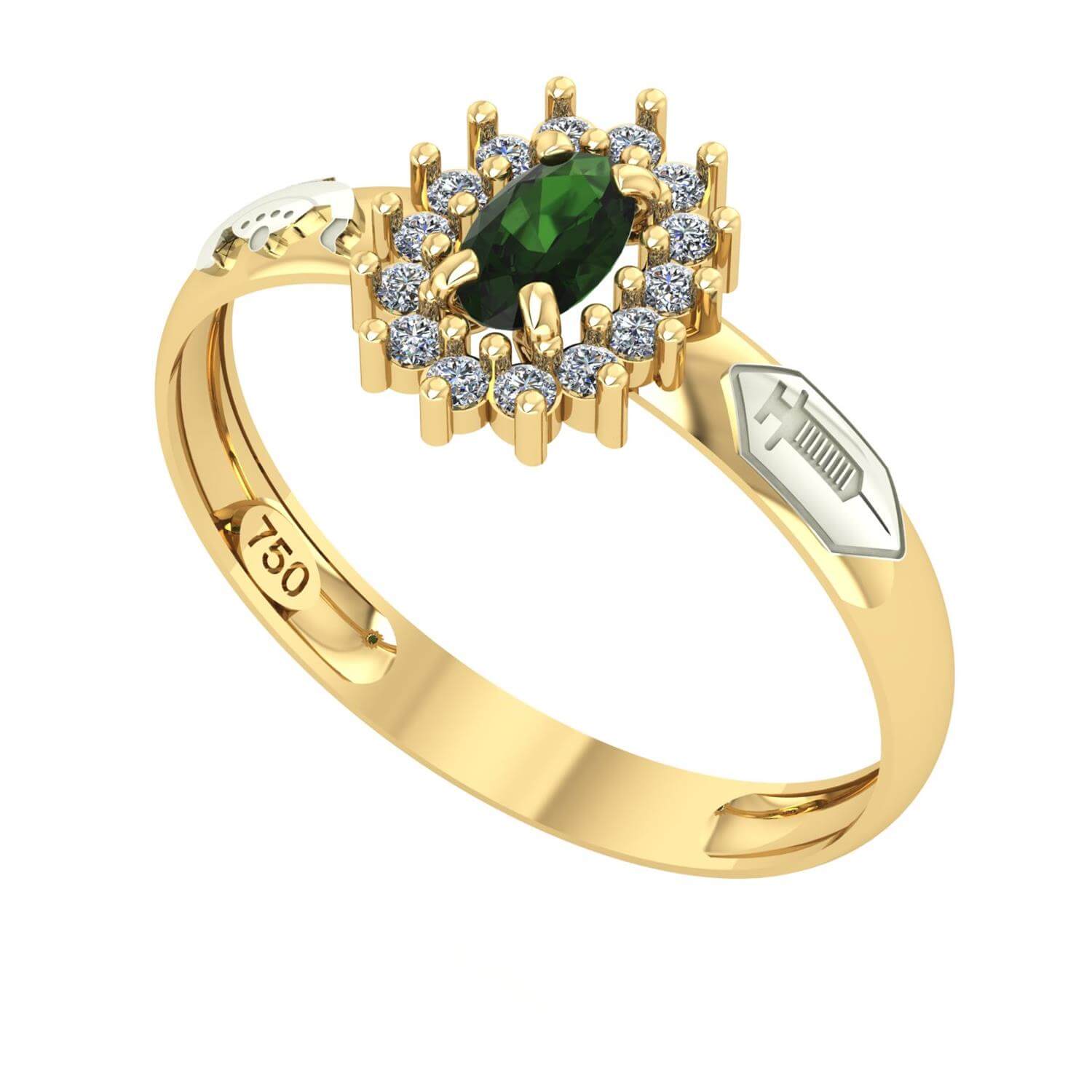 Anel de Formatura Oval Aro Inteiro Tecnico Enfermagem Ouro 18k