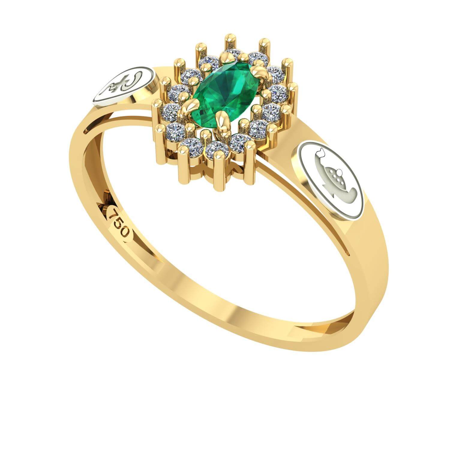 Anel Formatura Enfermagem Oval Aro Detalhe Vazado Ouro 18K