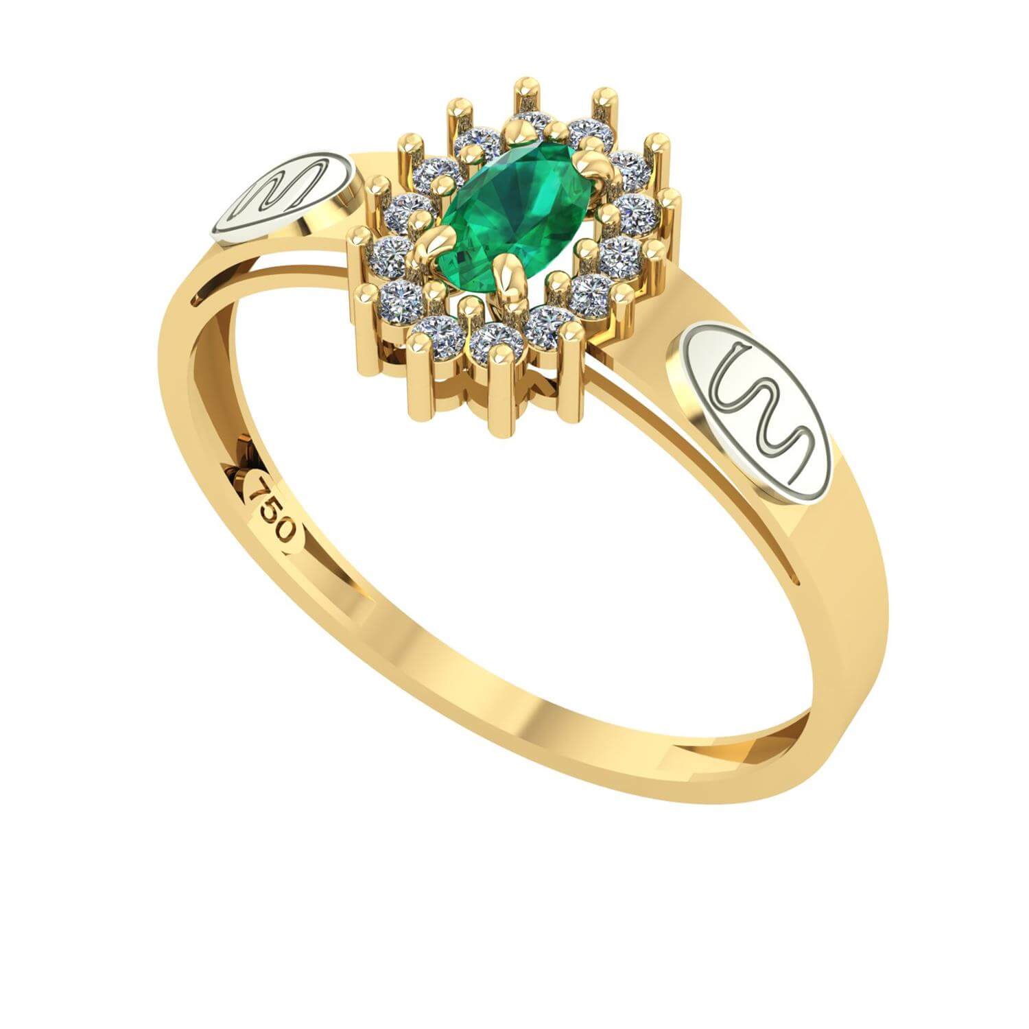 Anel Formatura Medicina Oval Aro Detalhe Vazado Ouro 18K