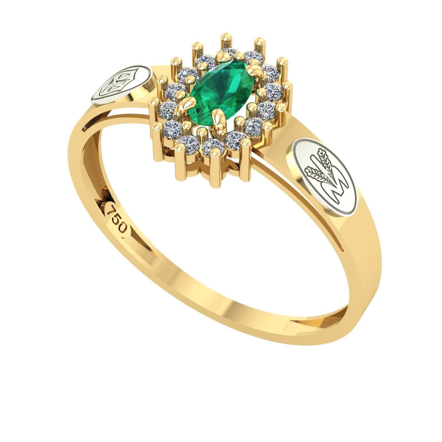 Anel Formatura Nutrição Oval Aro Detalhe Vazado Ouro 18K