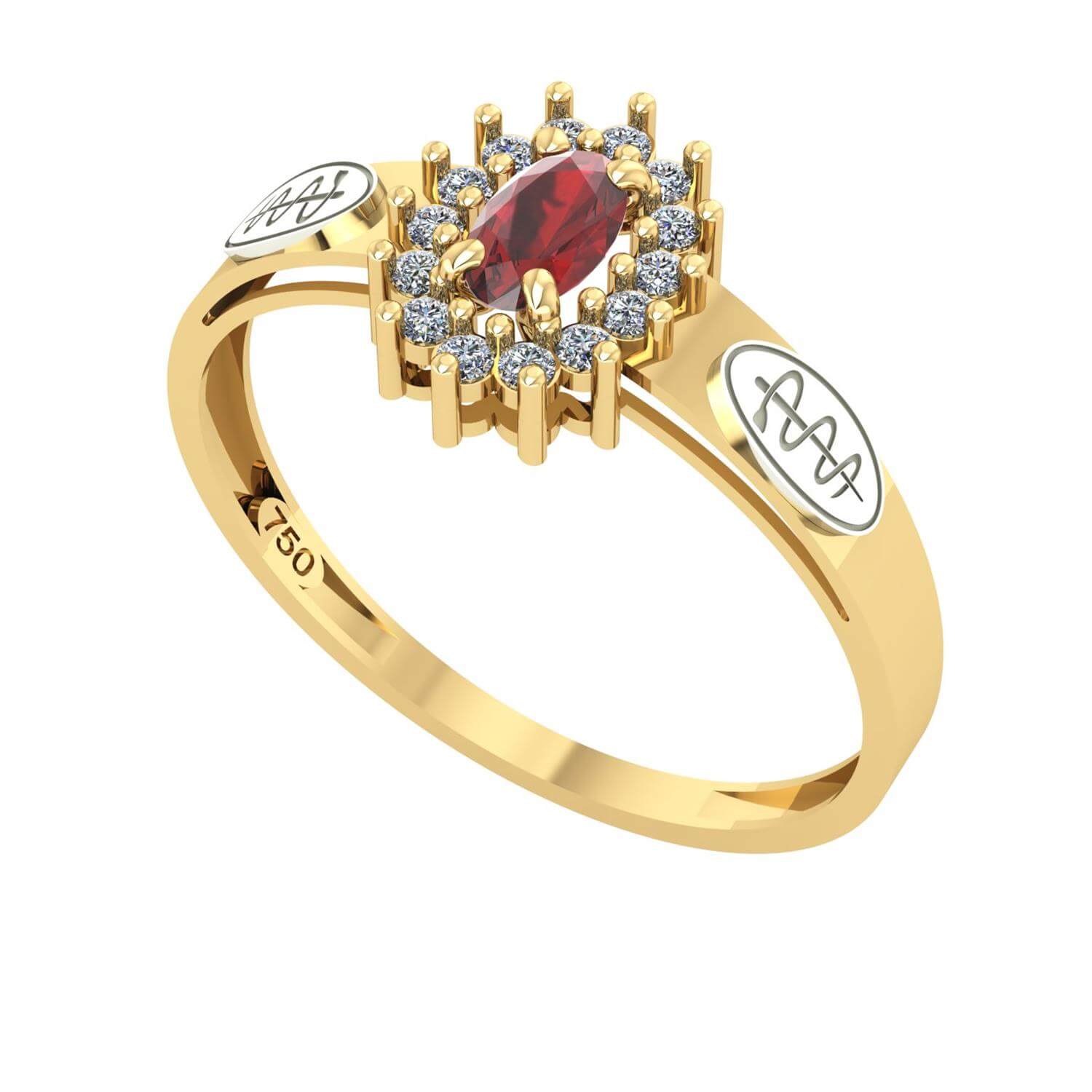 Anel Formatura Odontologia Oval Aro Detalhe Vazado Ouro 18K