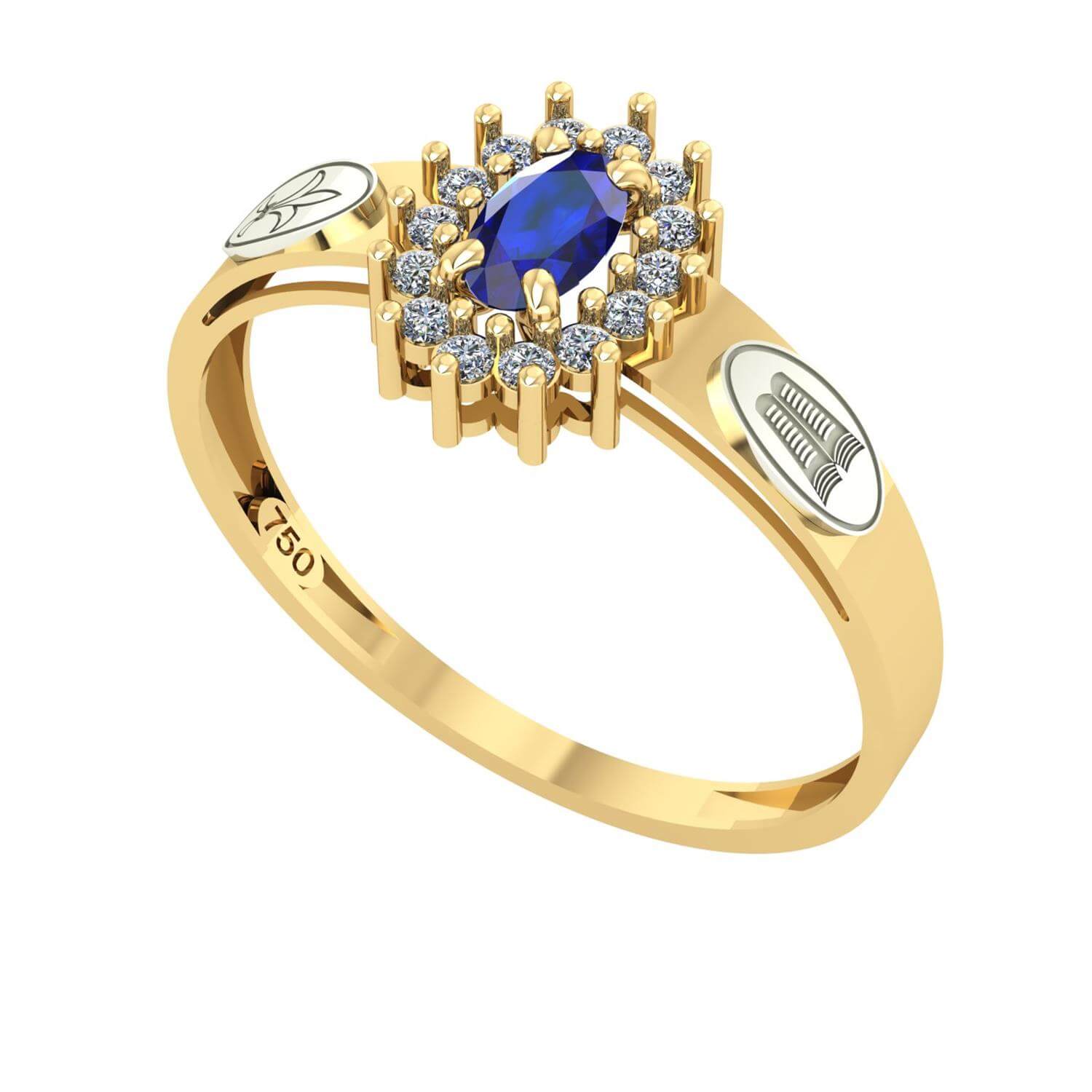 Anel Formatura Pedagogia Oval Aro Detalhe Vazado Ouro 18K