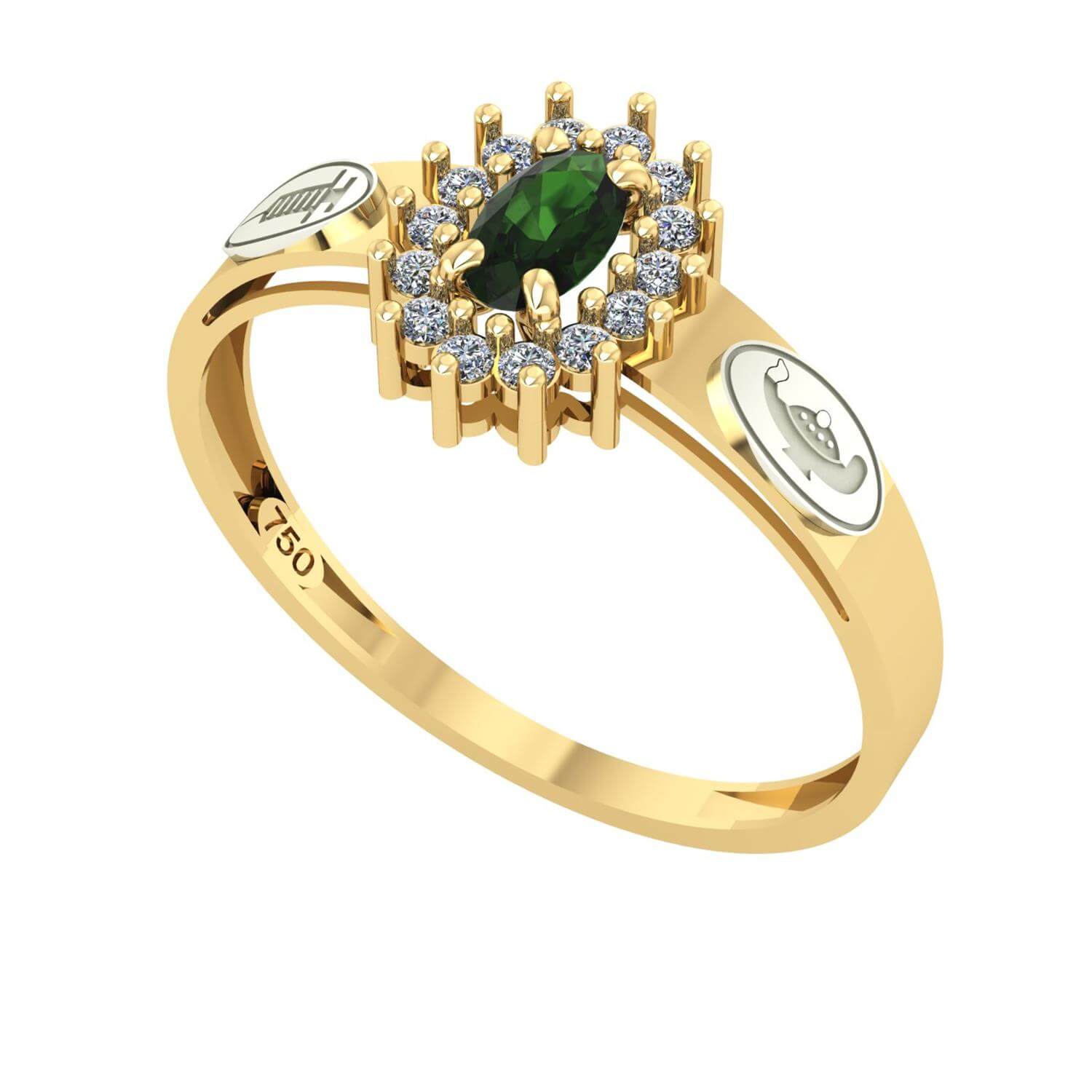 Anel Formatura Tecnico Em Enfermagem Oval Aro Detalhe Vazado Ouro 18K