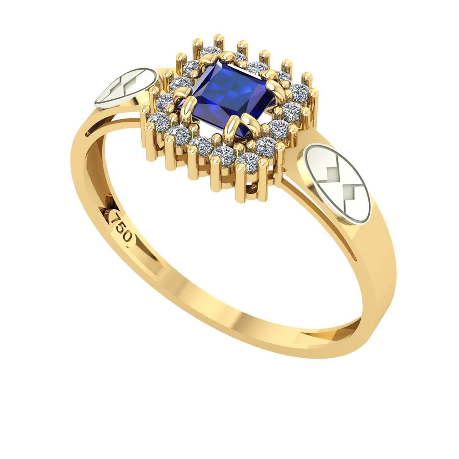 Anel Formatura Administração Quadrado Aro Detalhe Vazado Ouro 18K