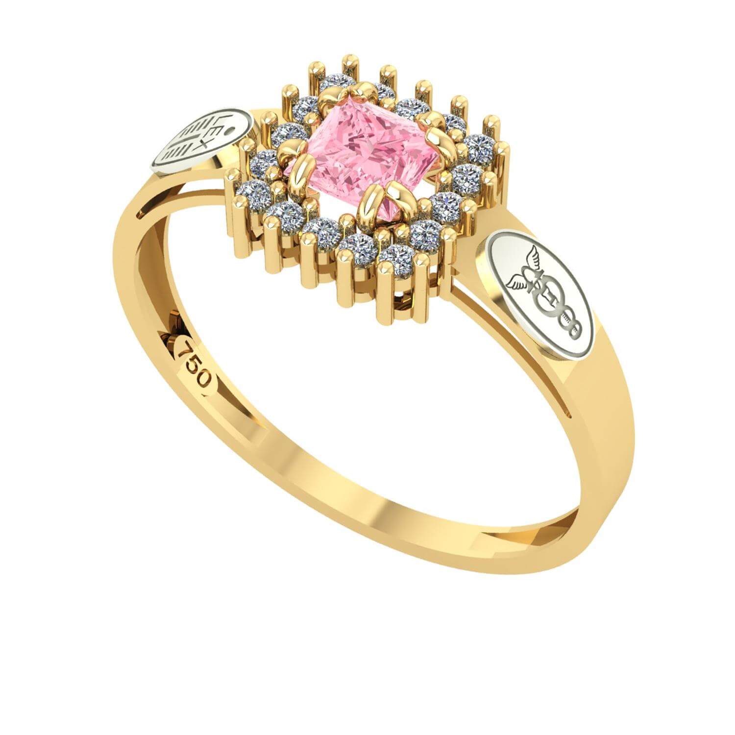 Anel Formatura Ciências Contábeis Quadrado Aro Detalhe Vazado Ouro 18K