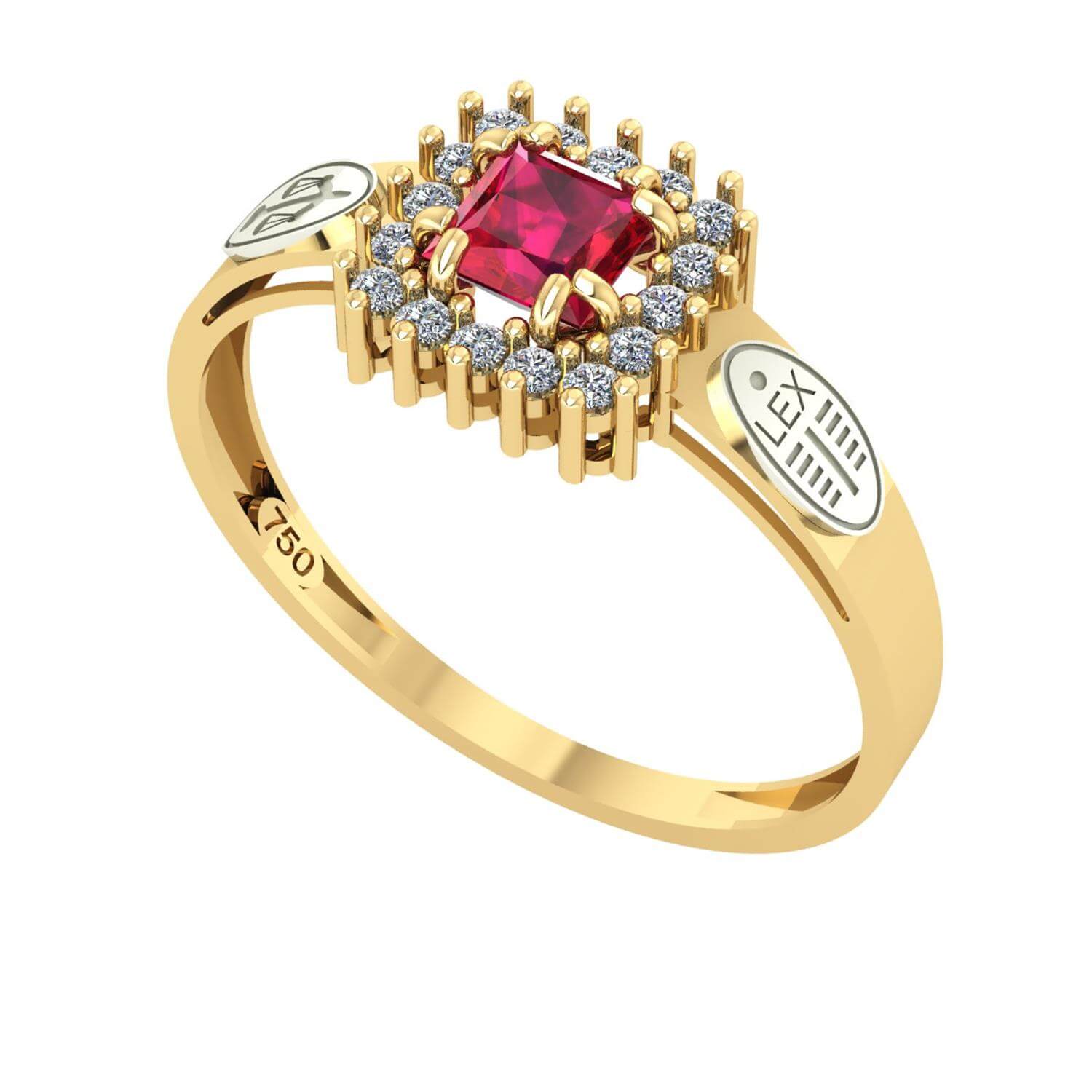 Anel Formatura Direito Quadrado Aro Detalhe Vazado Ouro 18K