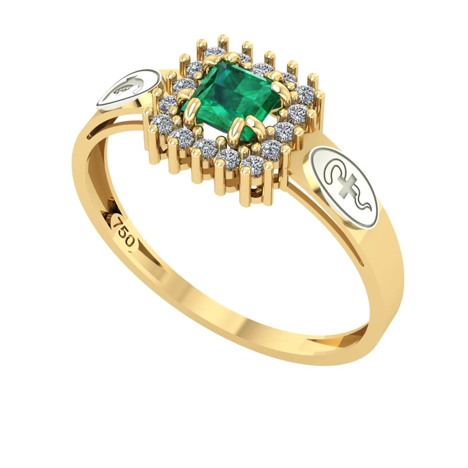 Anel Formatura Enfermagem Quadrado Aro Detalhe Vazado Ouro 18K