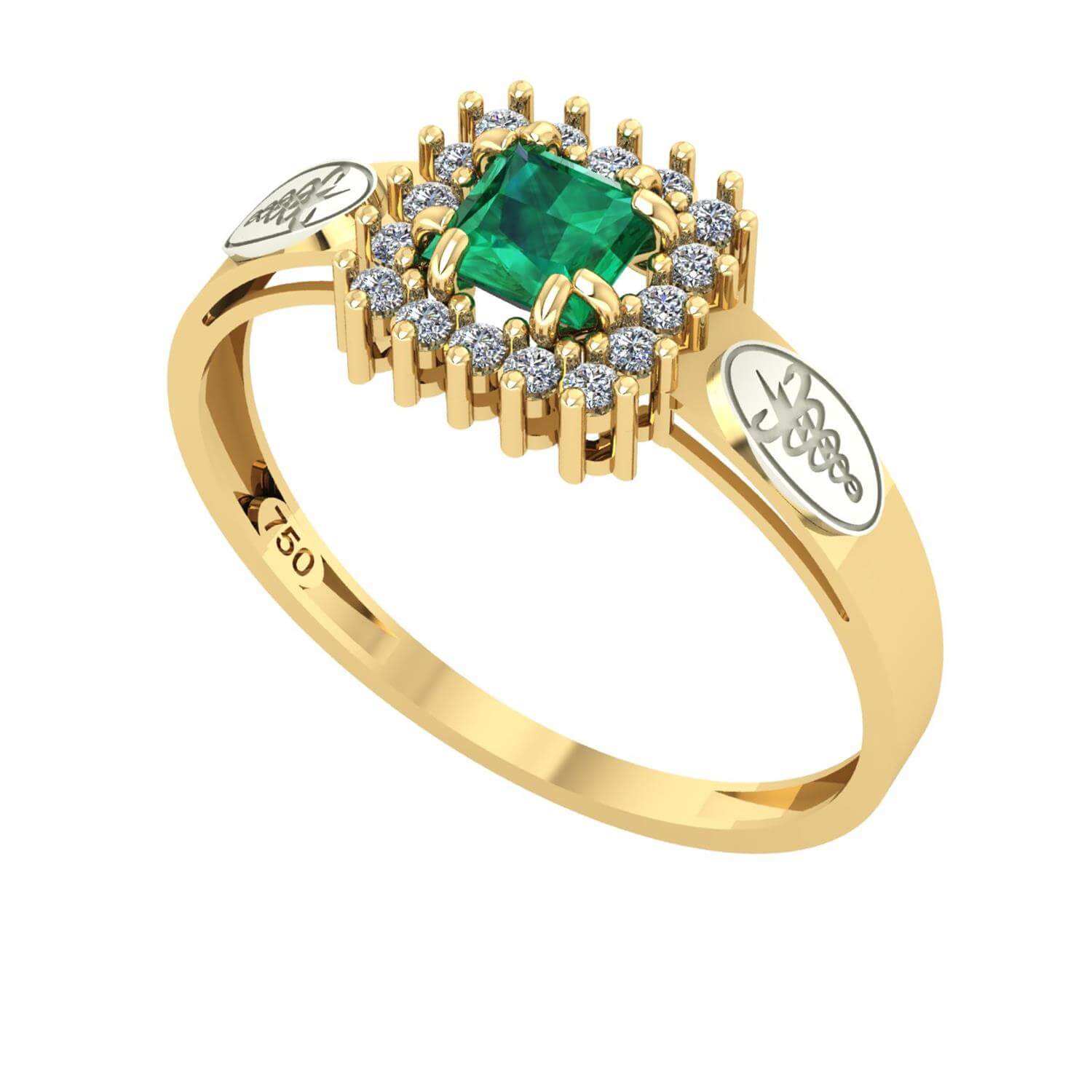 Anel Formatura Fisioterapia Quadrado Aro Detalhe Vazado Ouro 18K