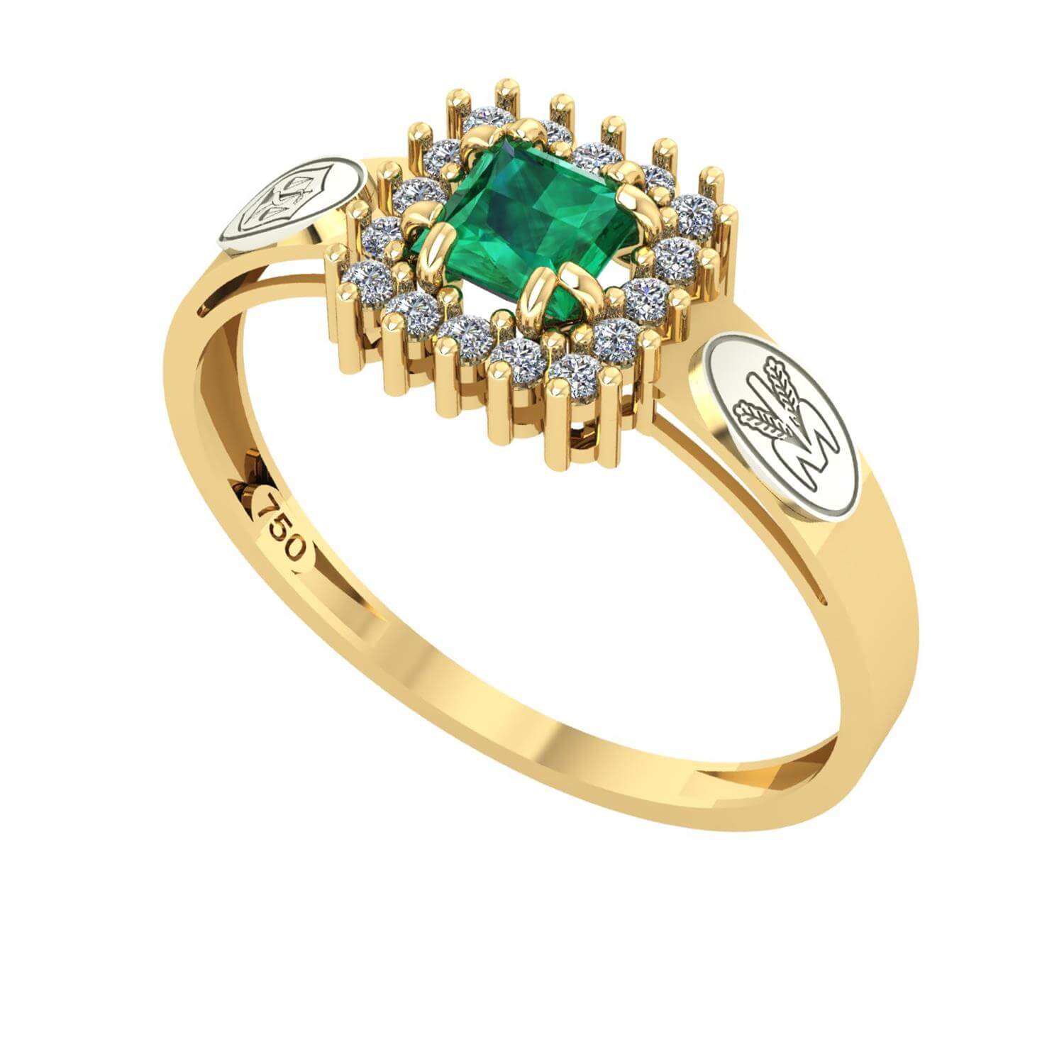 Anel Formatura Nutrição Quadrado Aro Detalhe Vazado Ouro 18K