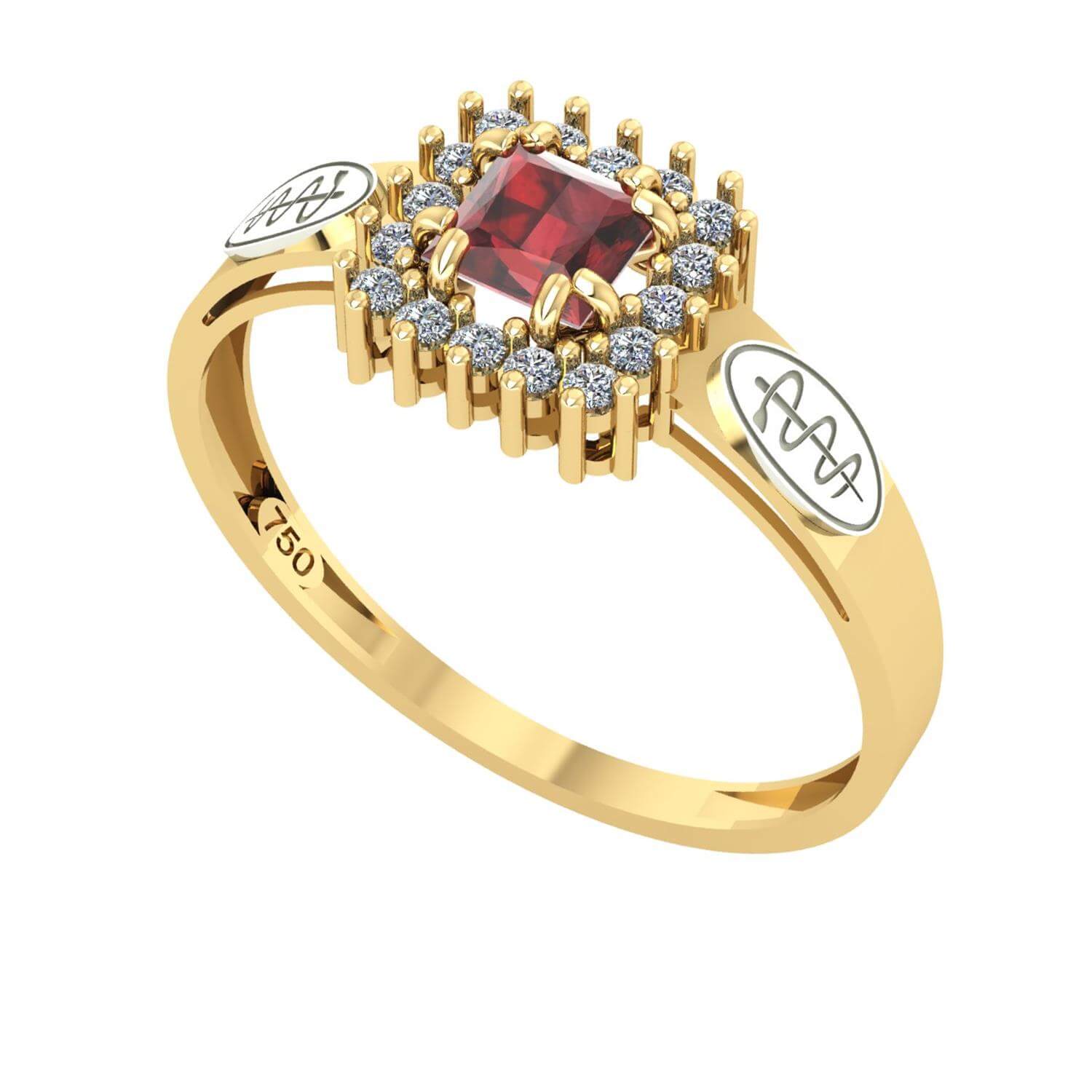 Anel Formatura Odontologia Quadrado Aro Detalhe Vazado Ouro 18K