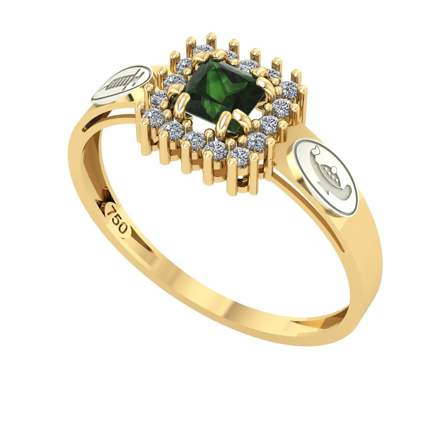 Anel Formatura Tecnico Enfermagem Quadrado Aro Detalhe Vazado Ouro 18K