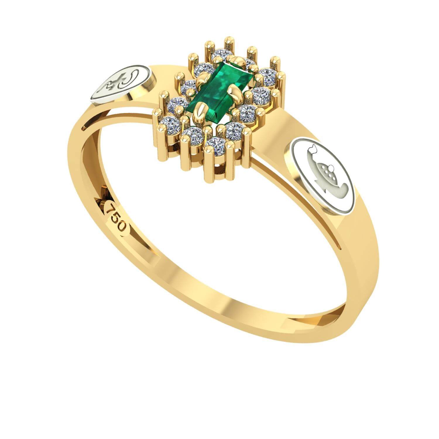 Anel Formatura Enfermagem Baguete Aro Detalhe Vazado Ouro 18K