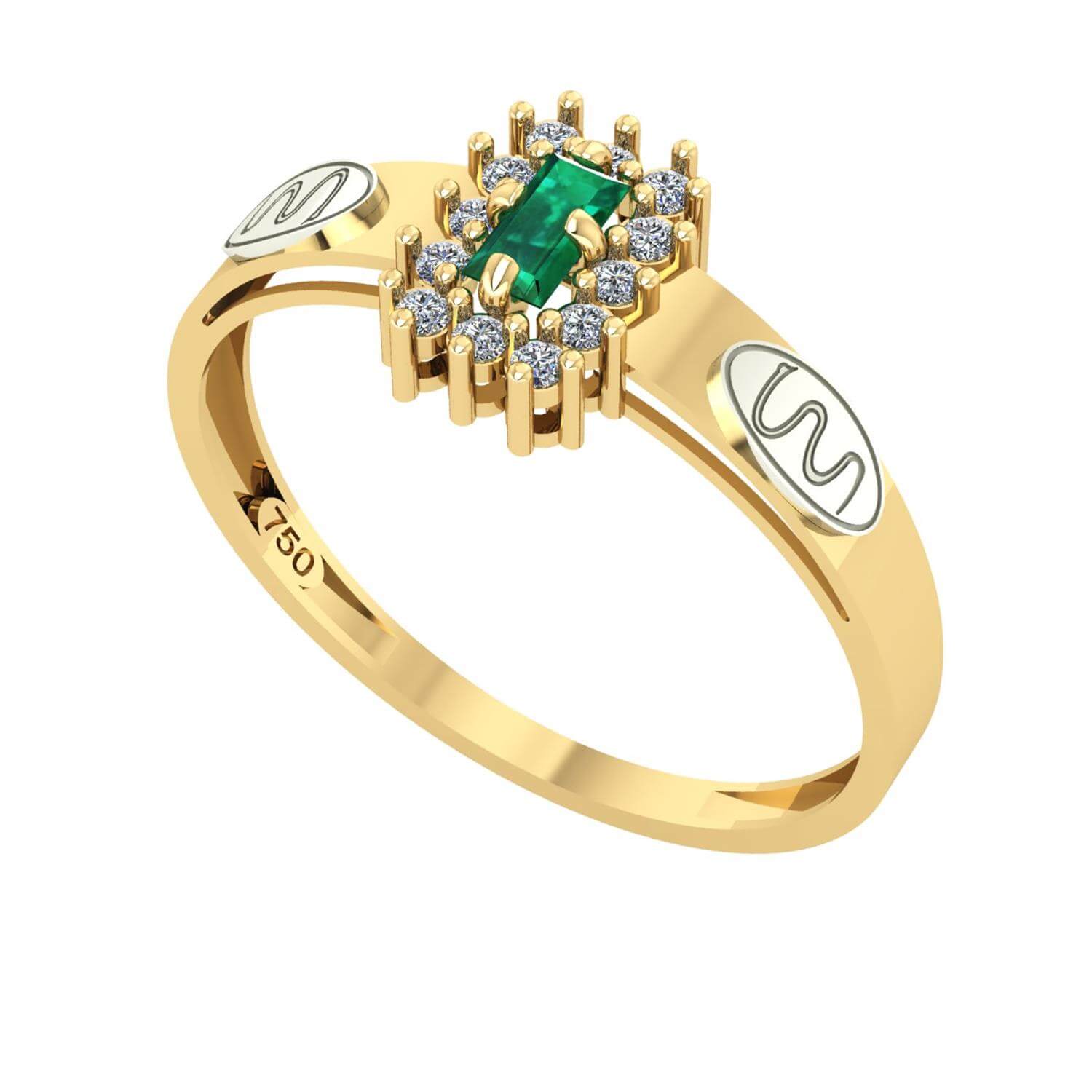 Anel Formatura Medicina Baguete Aro Detalhe Vazado Ouro 18K